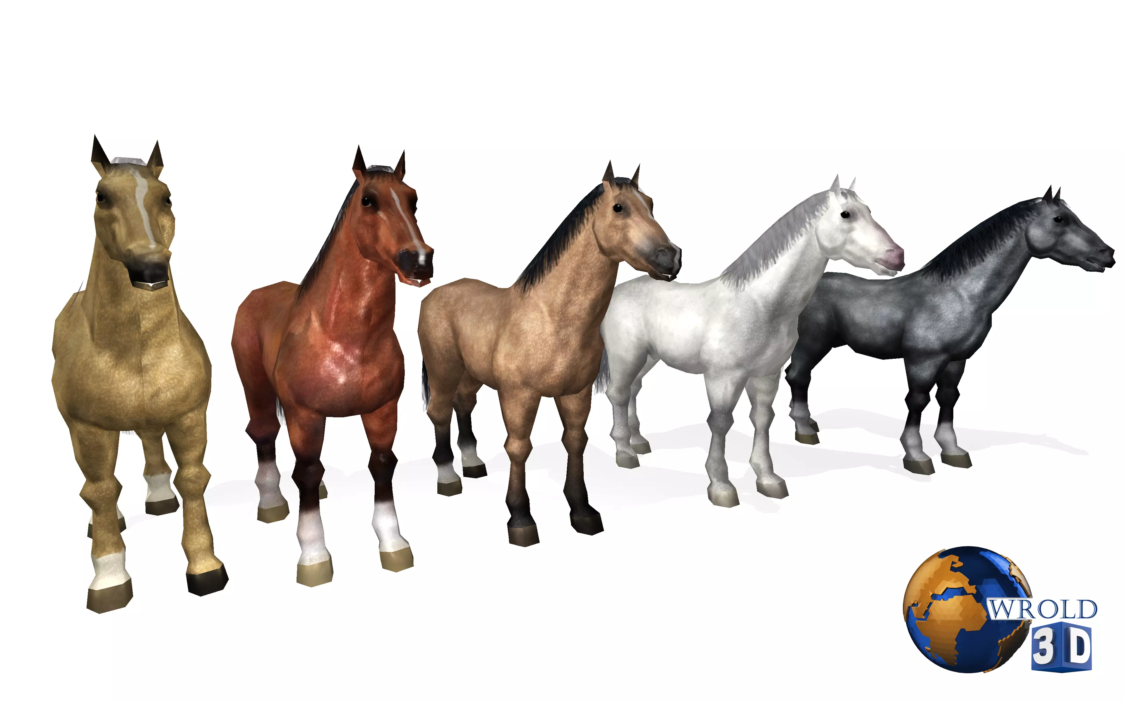 Lowpoly Horse Collection Pack Rigged-Animated 3d model Low-poly 3D model_0