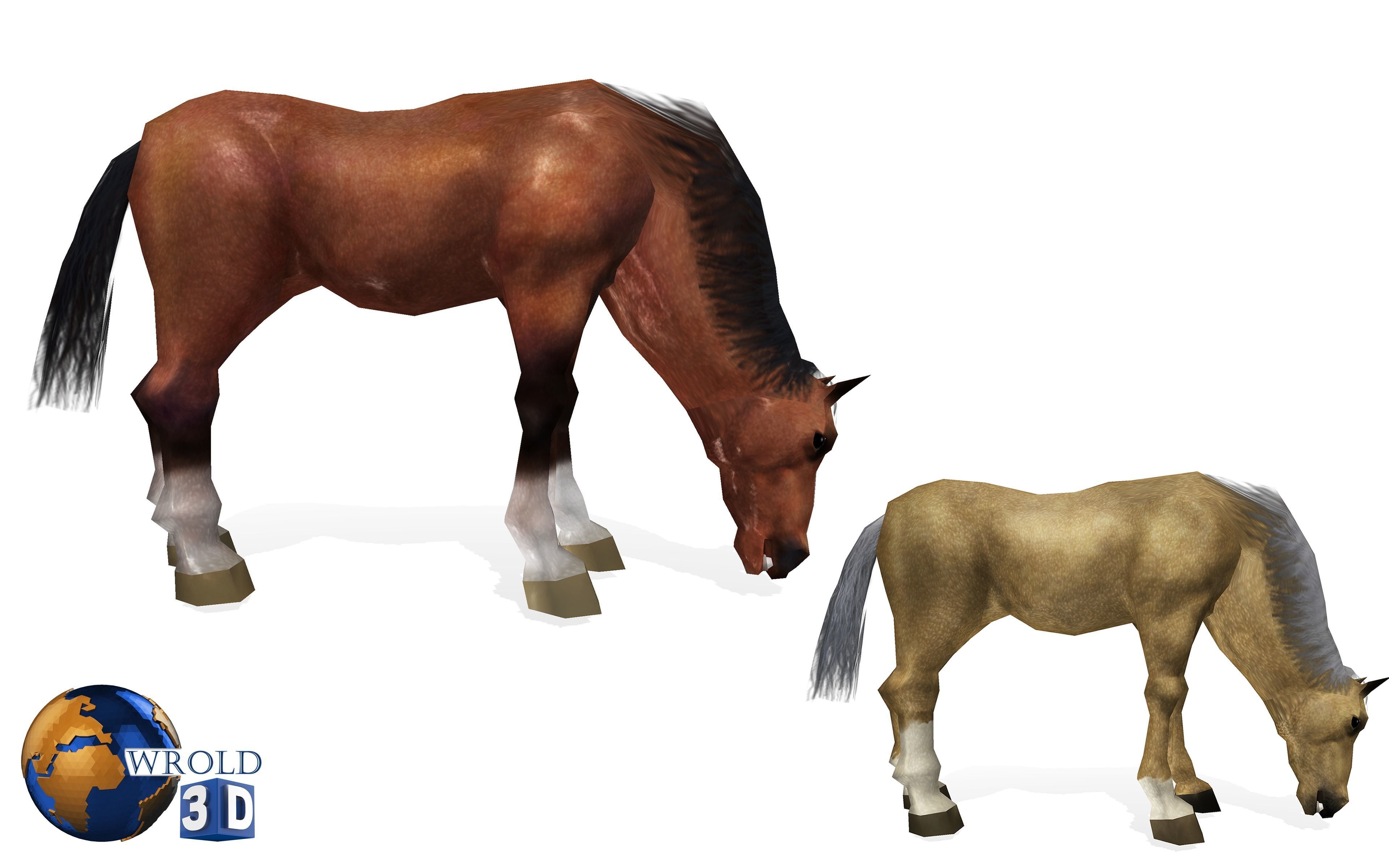 Lowpoly Horse Collection Pack Rigged-Animated 3d model Low-poly 3D model_4