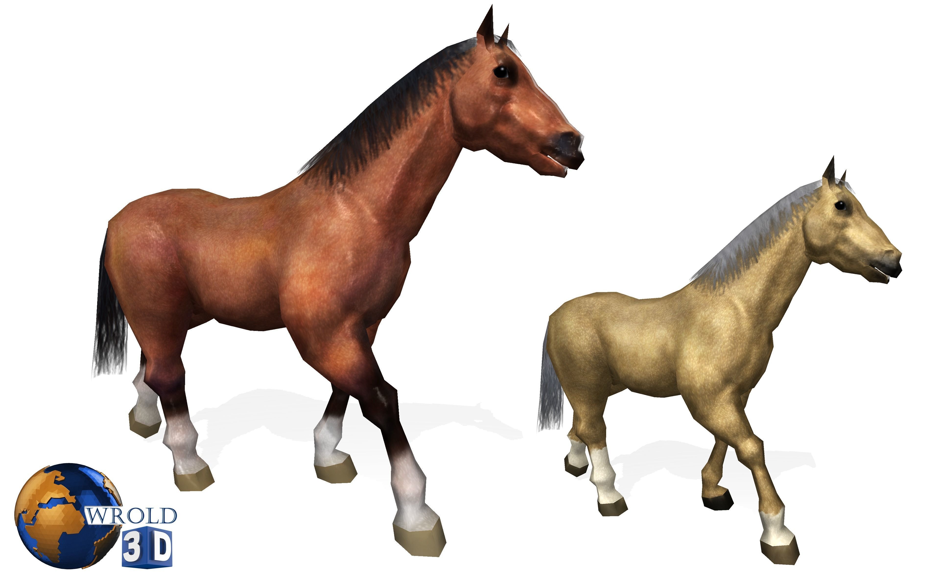 Lowpoly Horse Collection Pack Rigged-Animated 3d model Low-poly 3D model_1