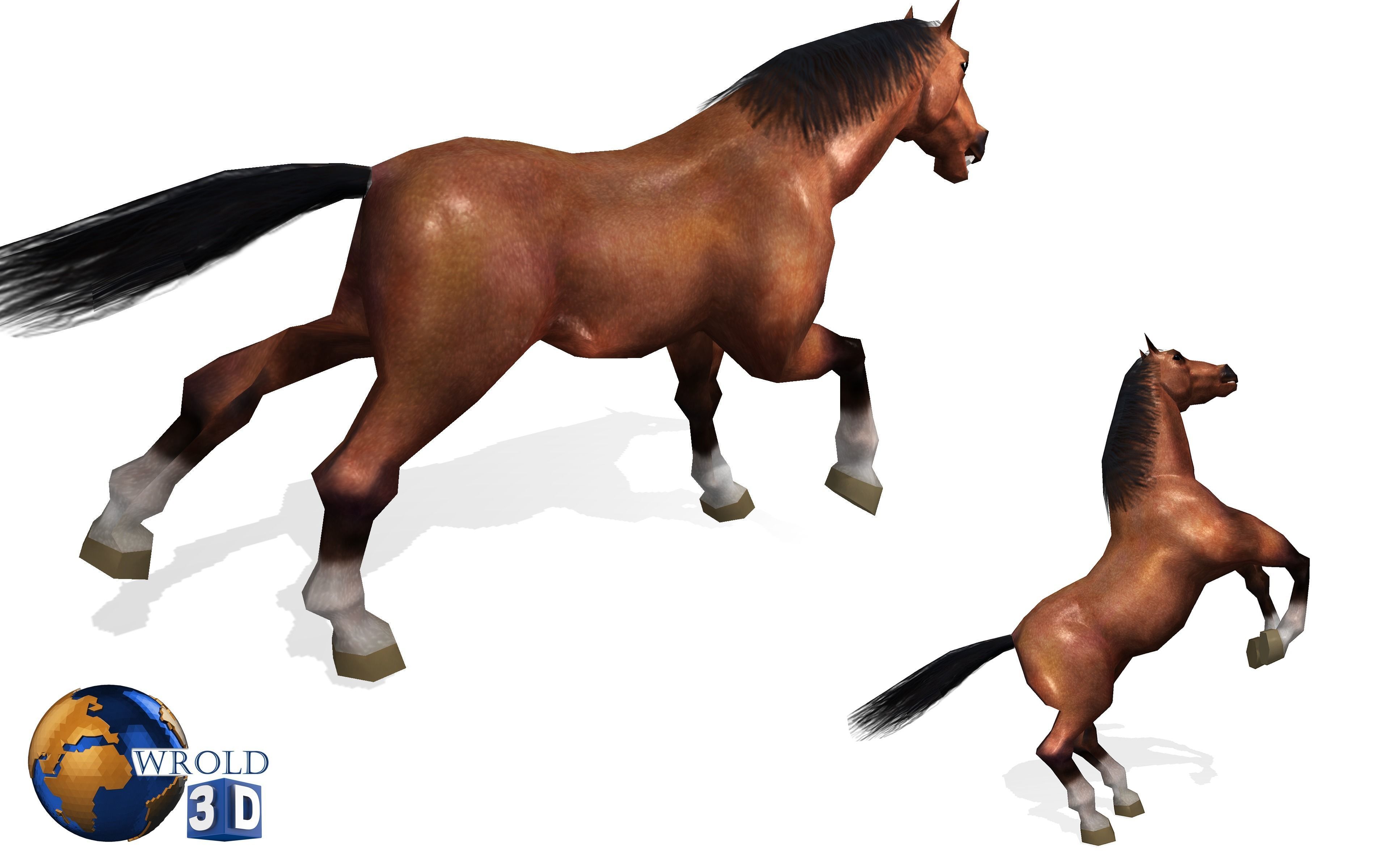 Lowpoly Horse Collection Pack Rigged-Animated 3d model Low-poly 3D model_6