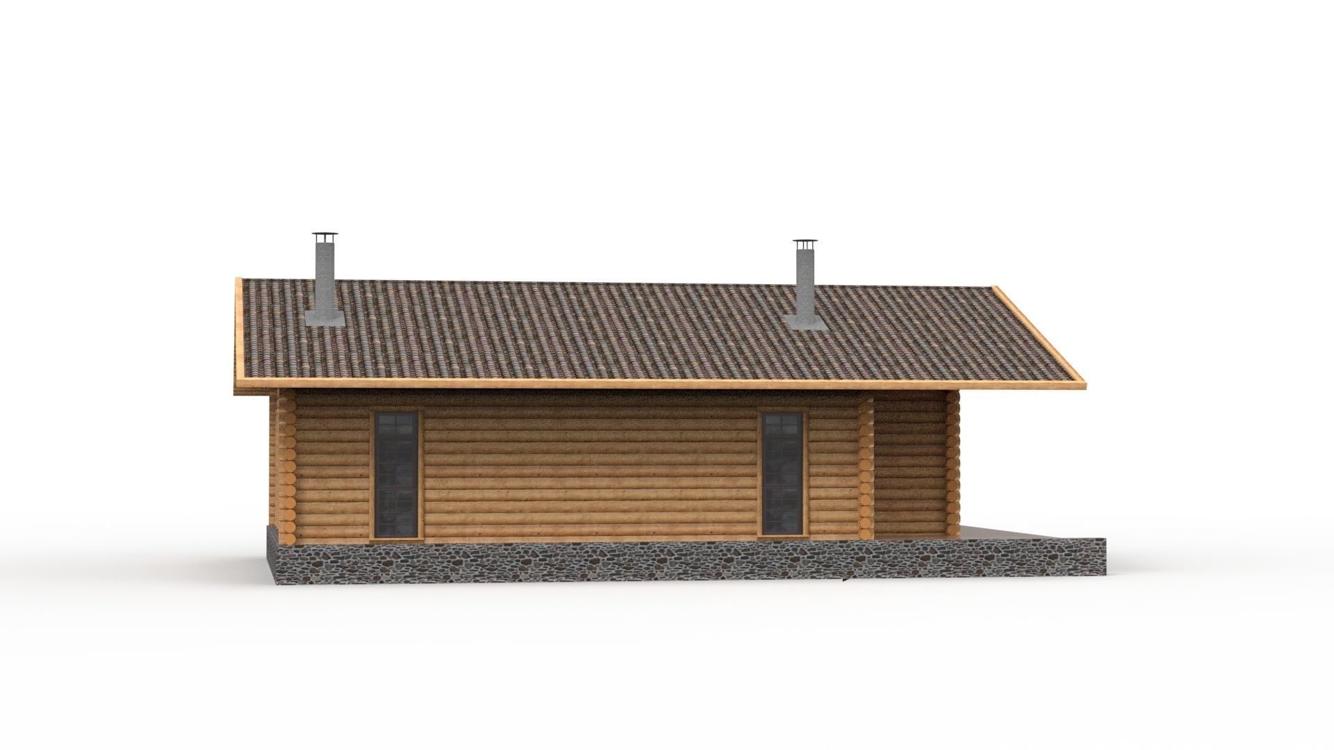 WOODEN HOUSES Low-poly 3D model_9