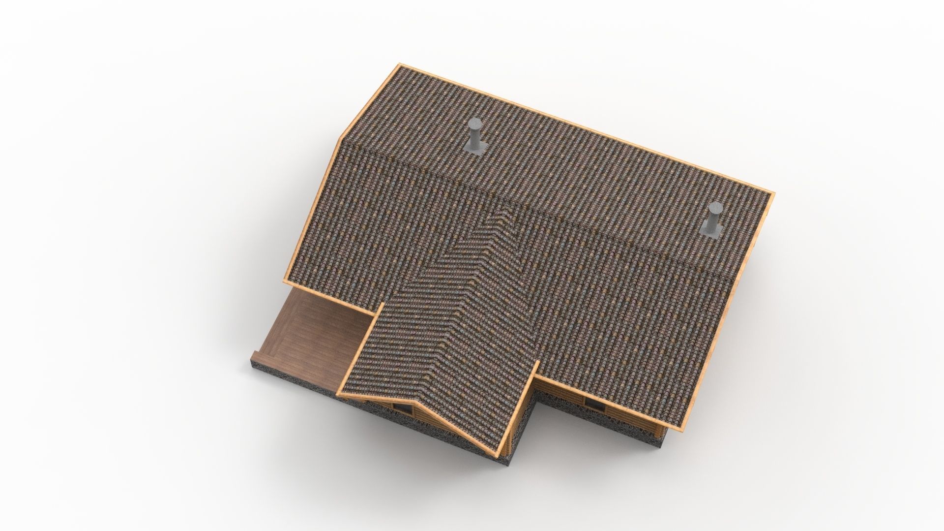 WOODEN HOUSES Low-poly 3D model_16