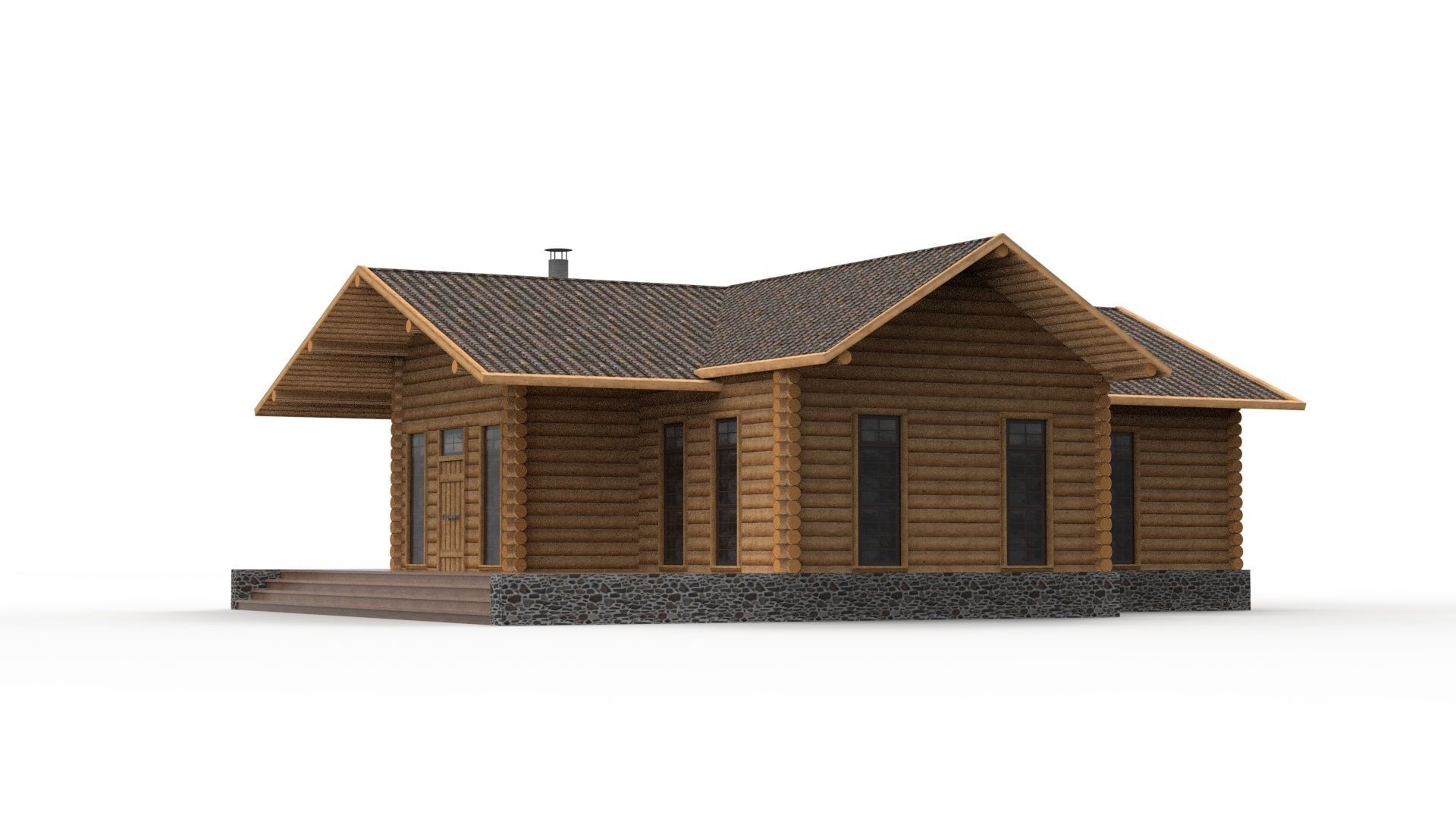 WOODEN HOUSES Low-poly 3D model_13