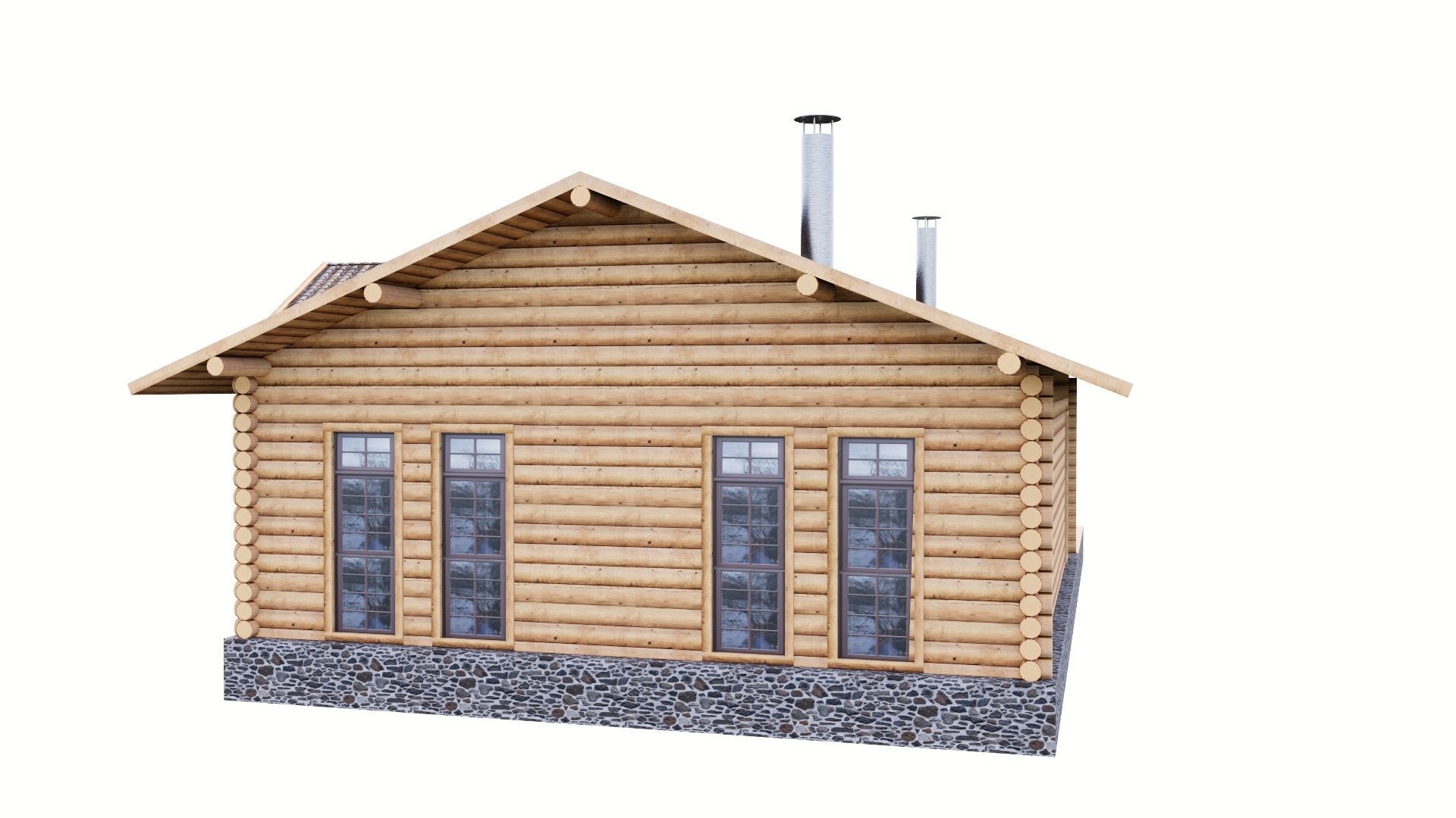 WOODEN HOUSES Low-poly 3D model_37
