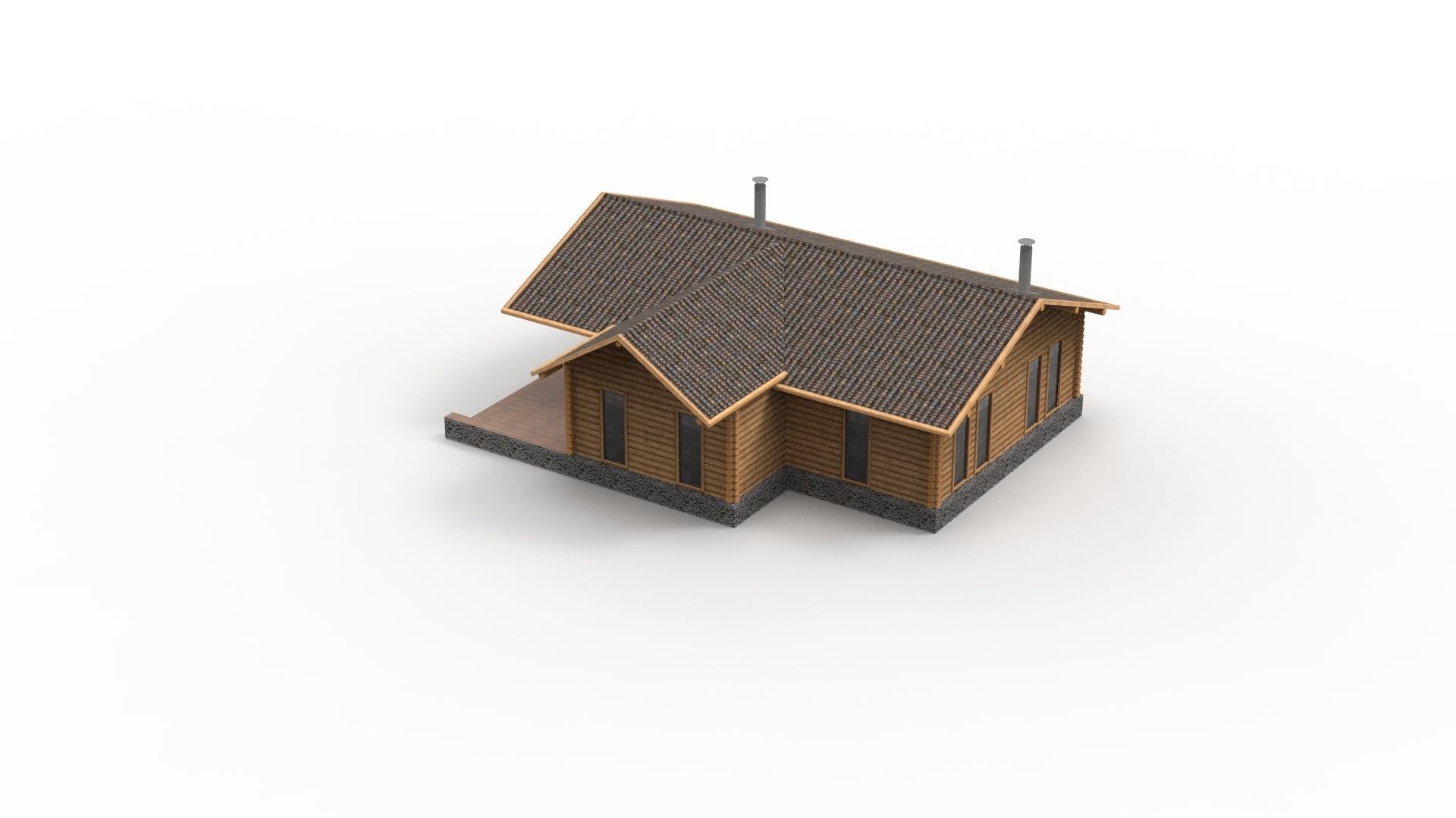 WOODEN HOUSES Low-poly 3D model_20