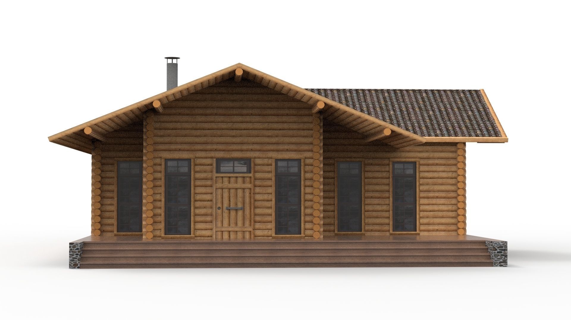 WOODEN HOUSES Low-poly 3D model_11