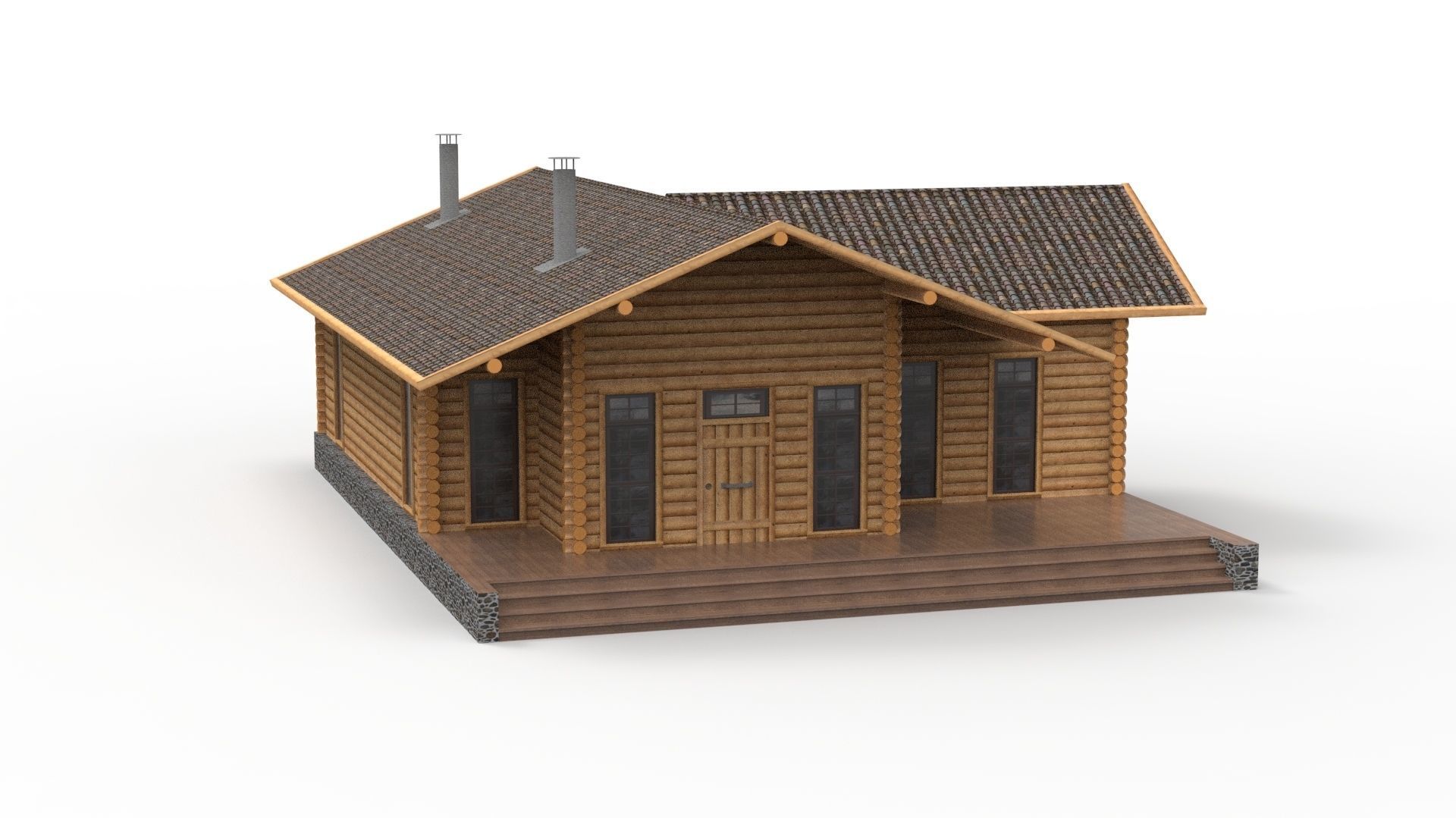 WOODEN HOUSES Low-poly 3D model_26
