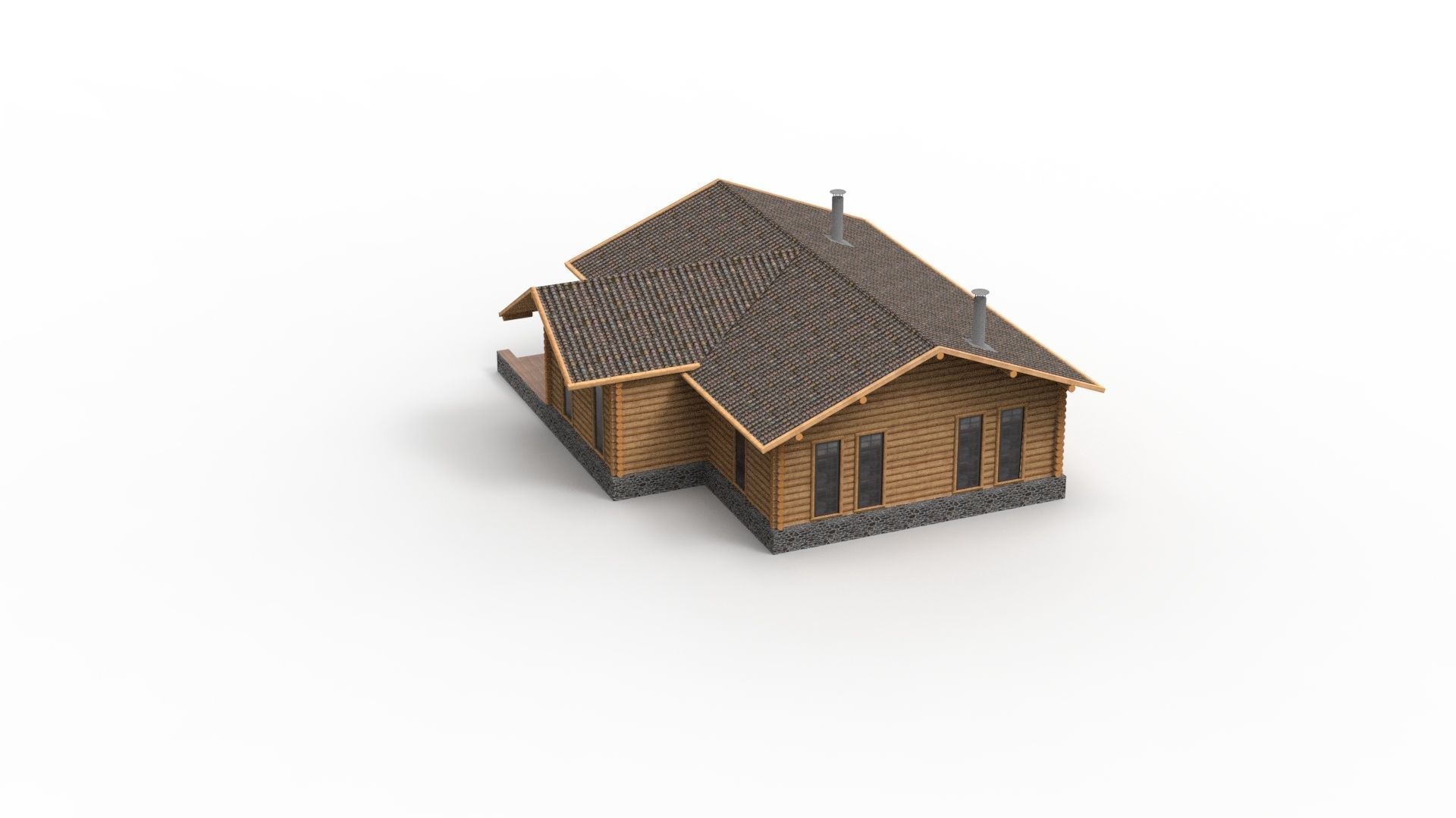 WOODEN HOUSES Low-poly 3D model_21