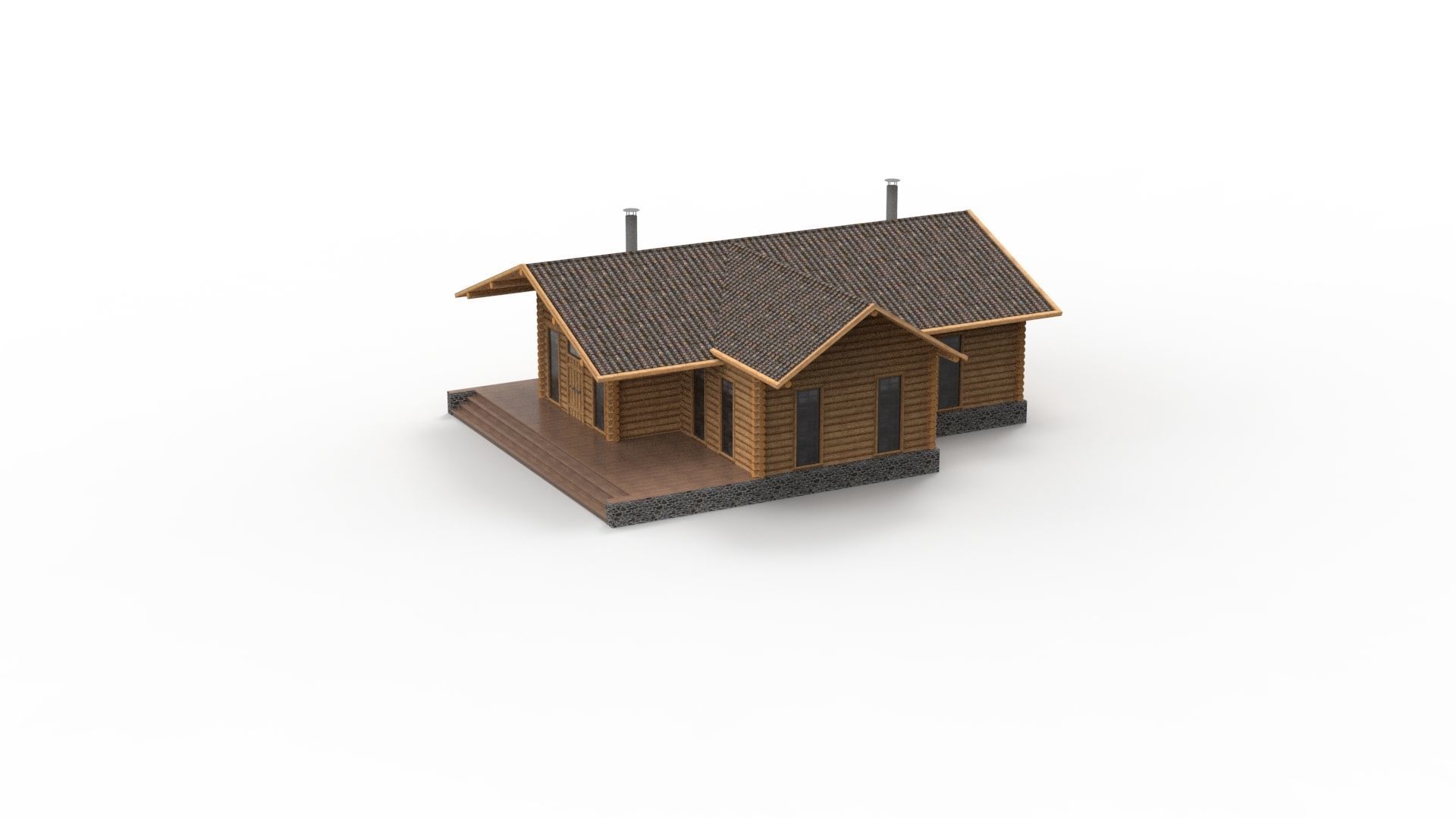 WOODEN HOUSES Low-poly 3D model_12