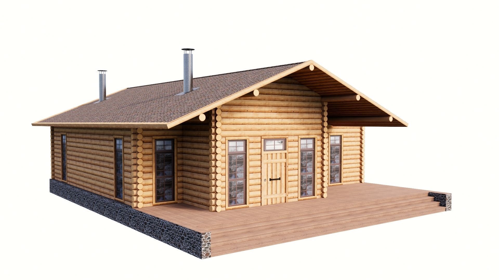 WOODEN HOUSES Low-poly 3D model_45
