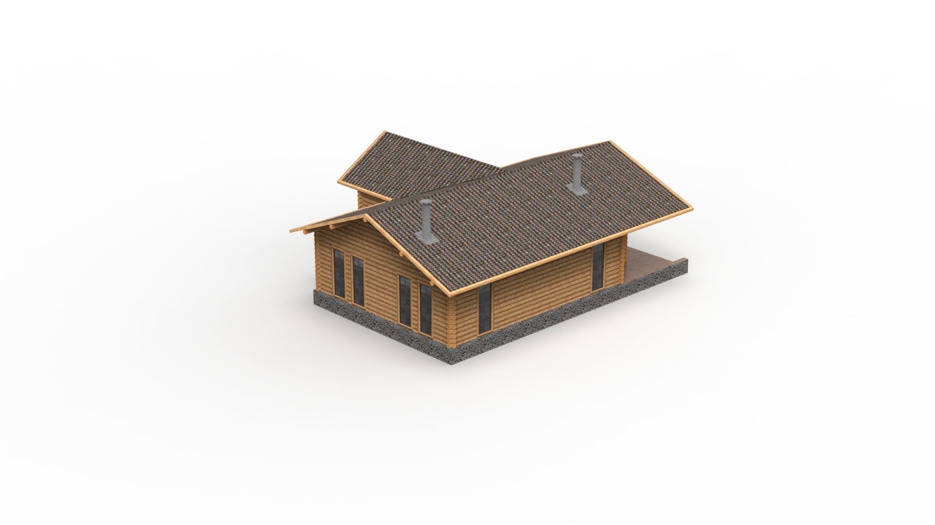 WOODEN HOUSES Low-poly 3D model_22