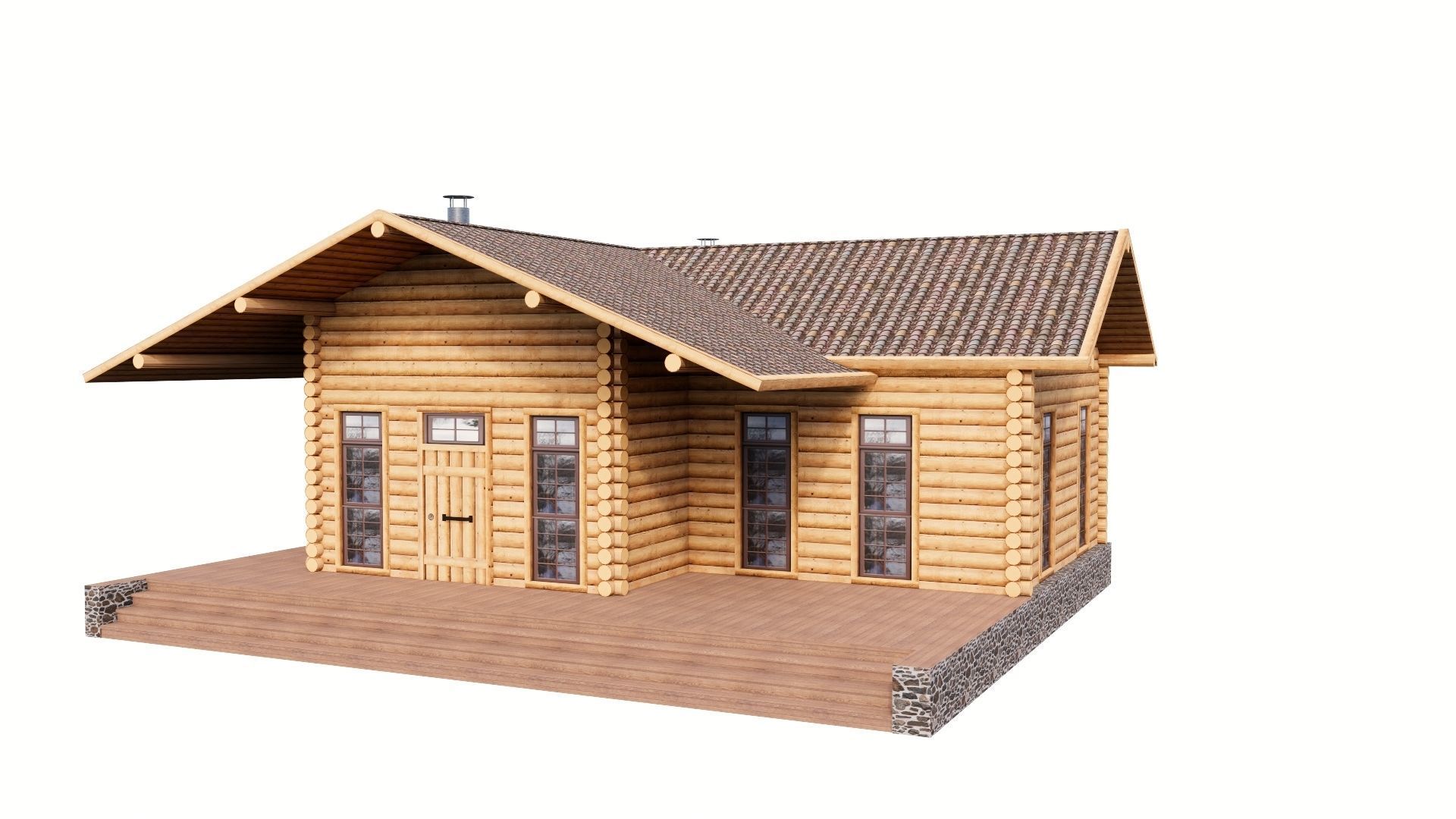 WOODEN HOUSES Low-poly 3D model_44