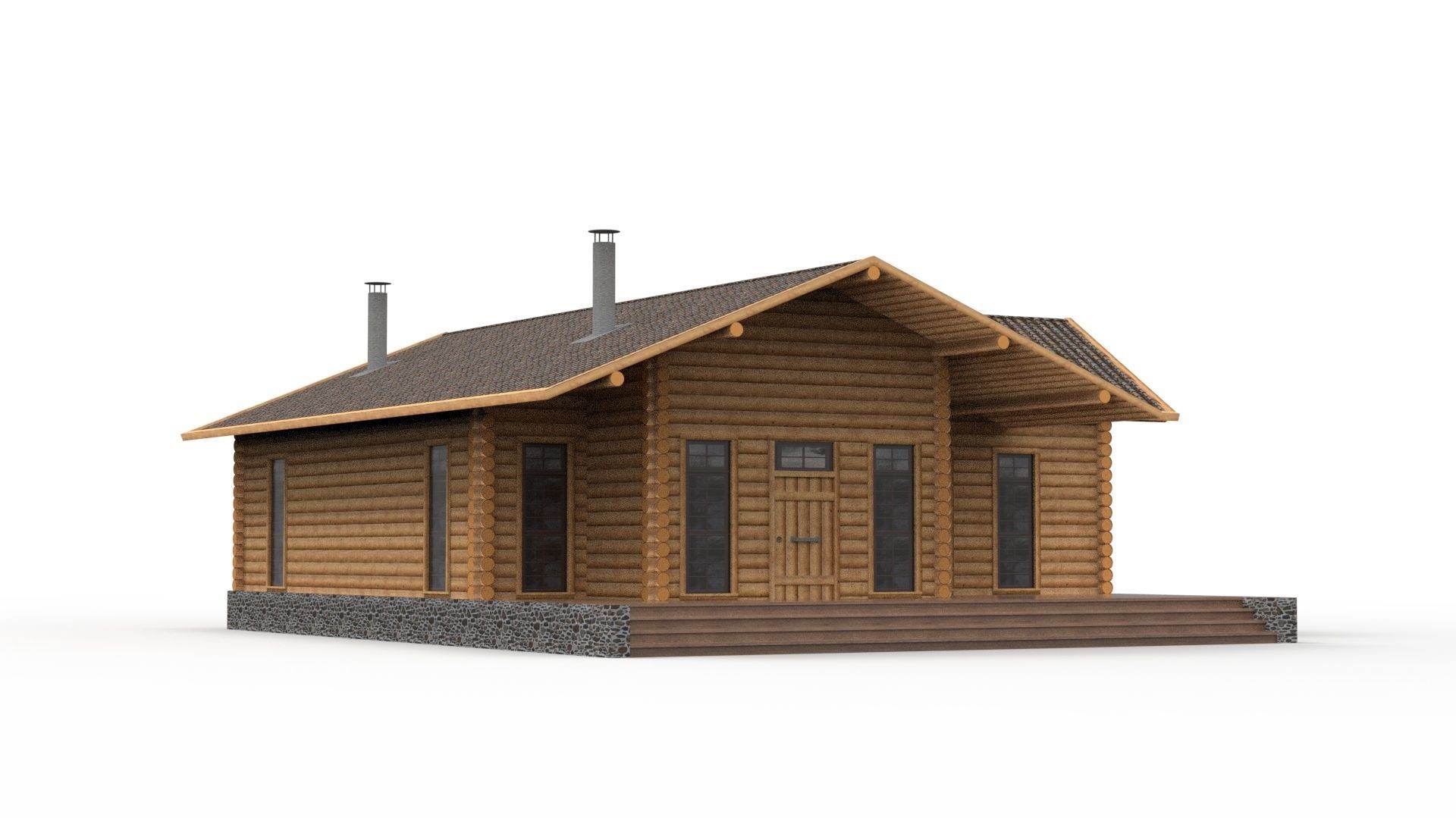 WOODEN HOUSES Low-poly 3D model_3