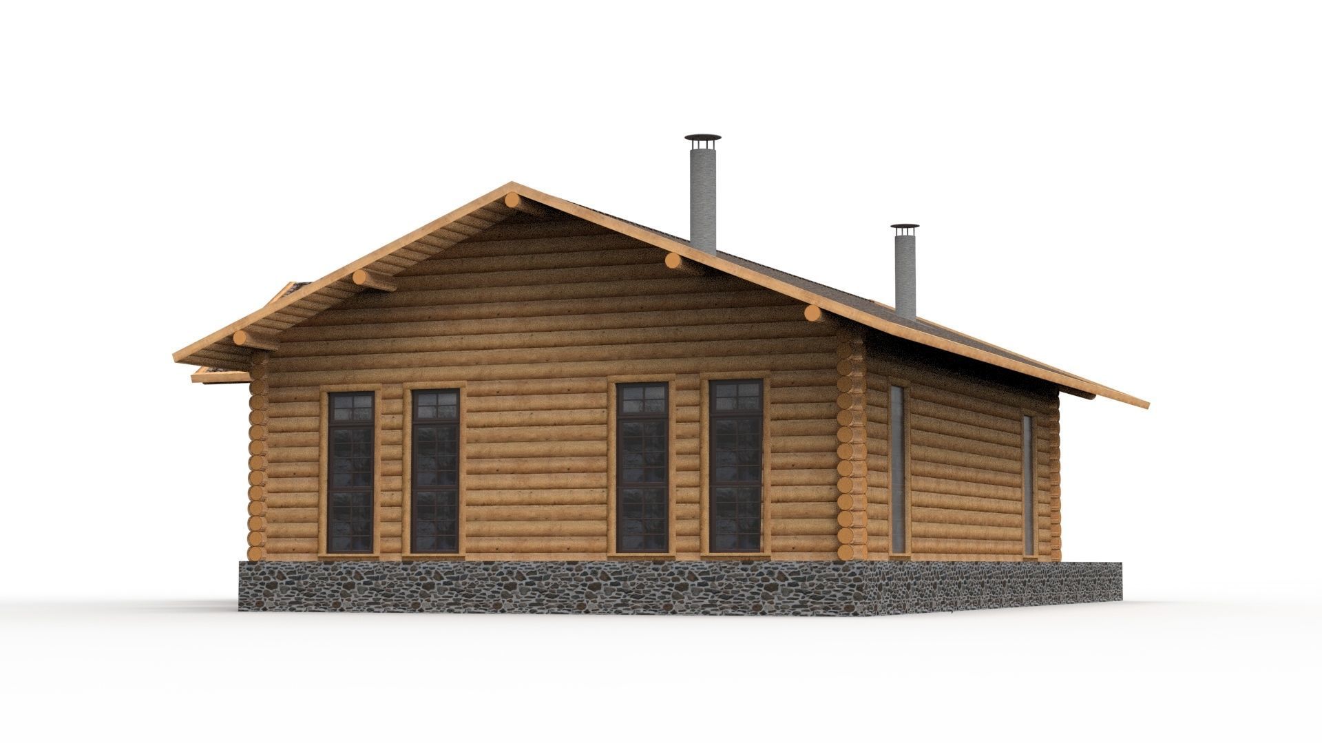 WOODEN HOUSES Low-poly 3D model_7