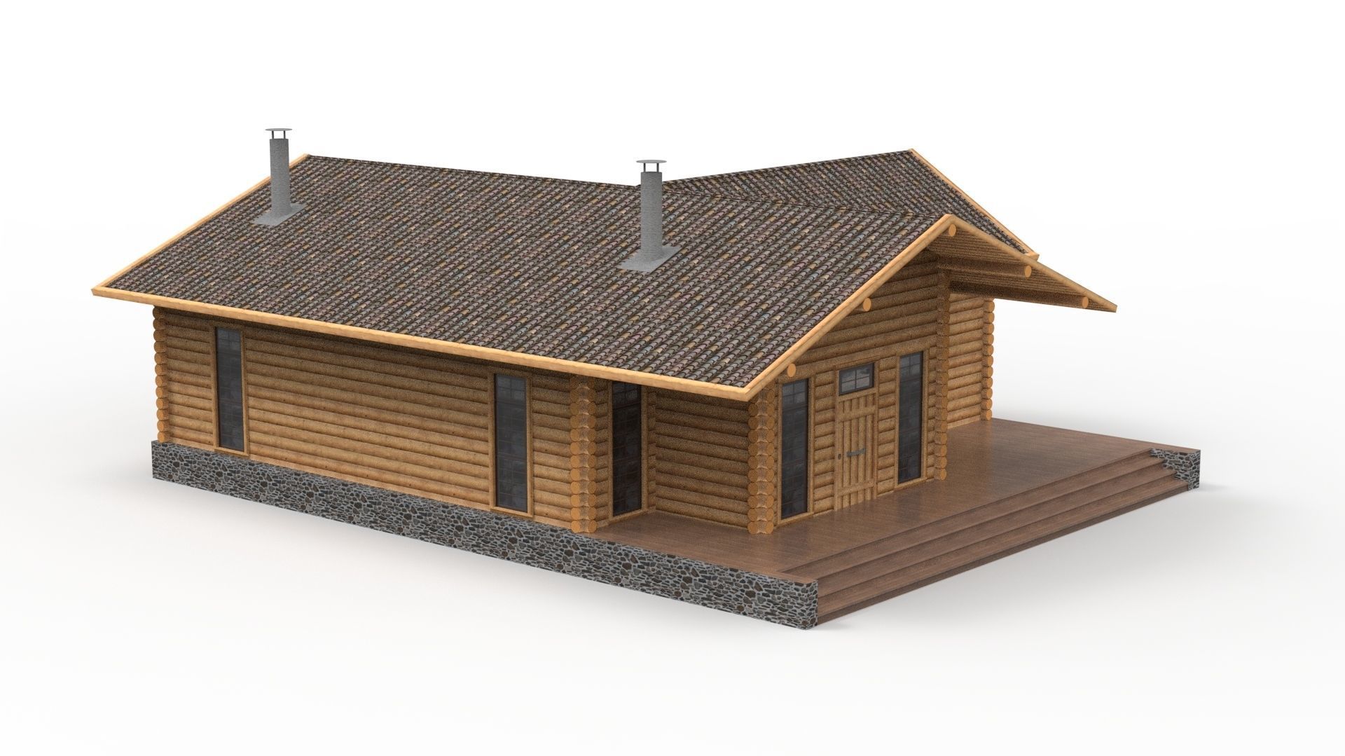 WOODEN HOUSES Low-poly 3D model_25