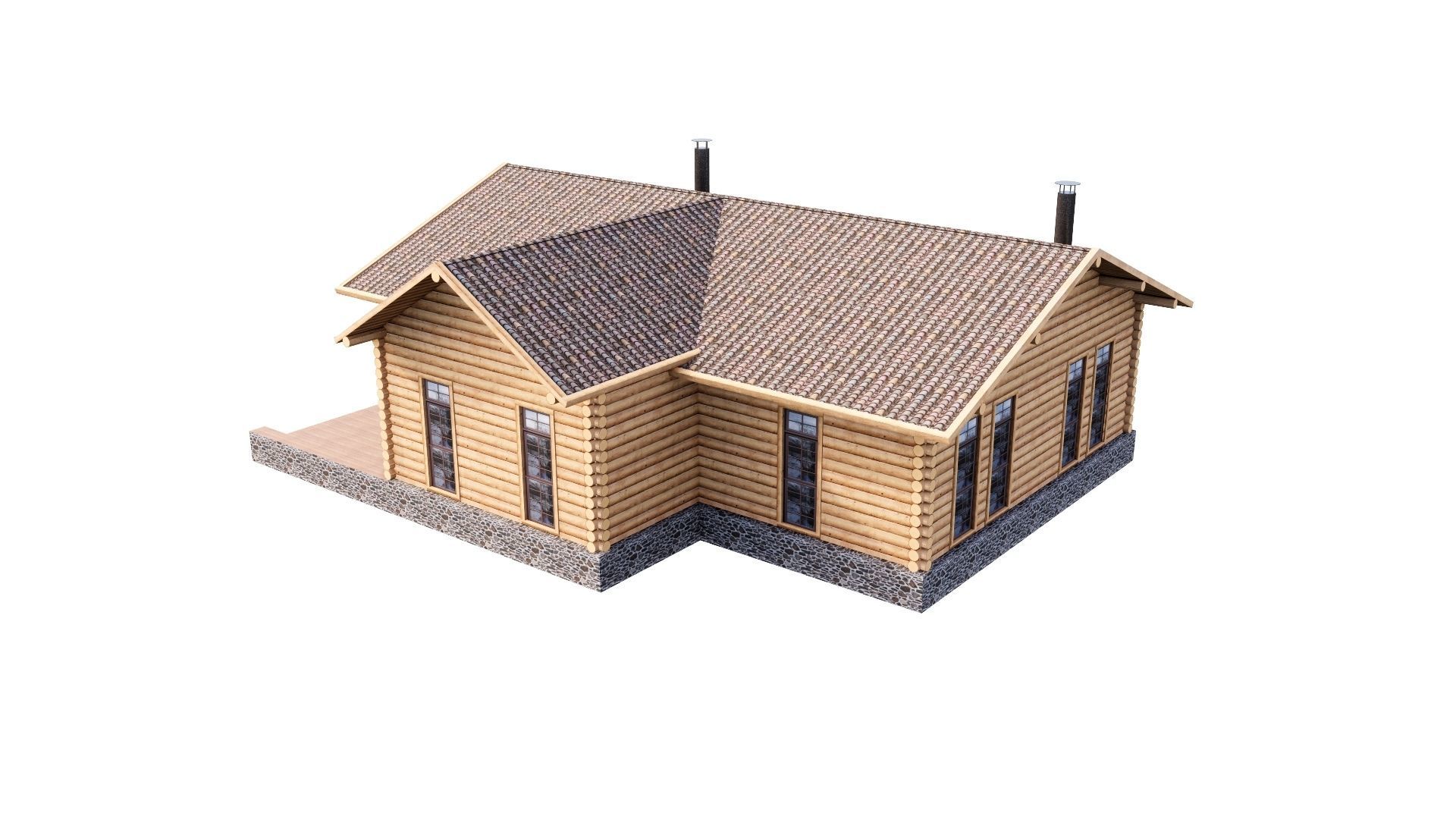 WOODEN HOUSES Low-poly 3D model_40