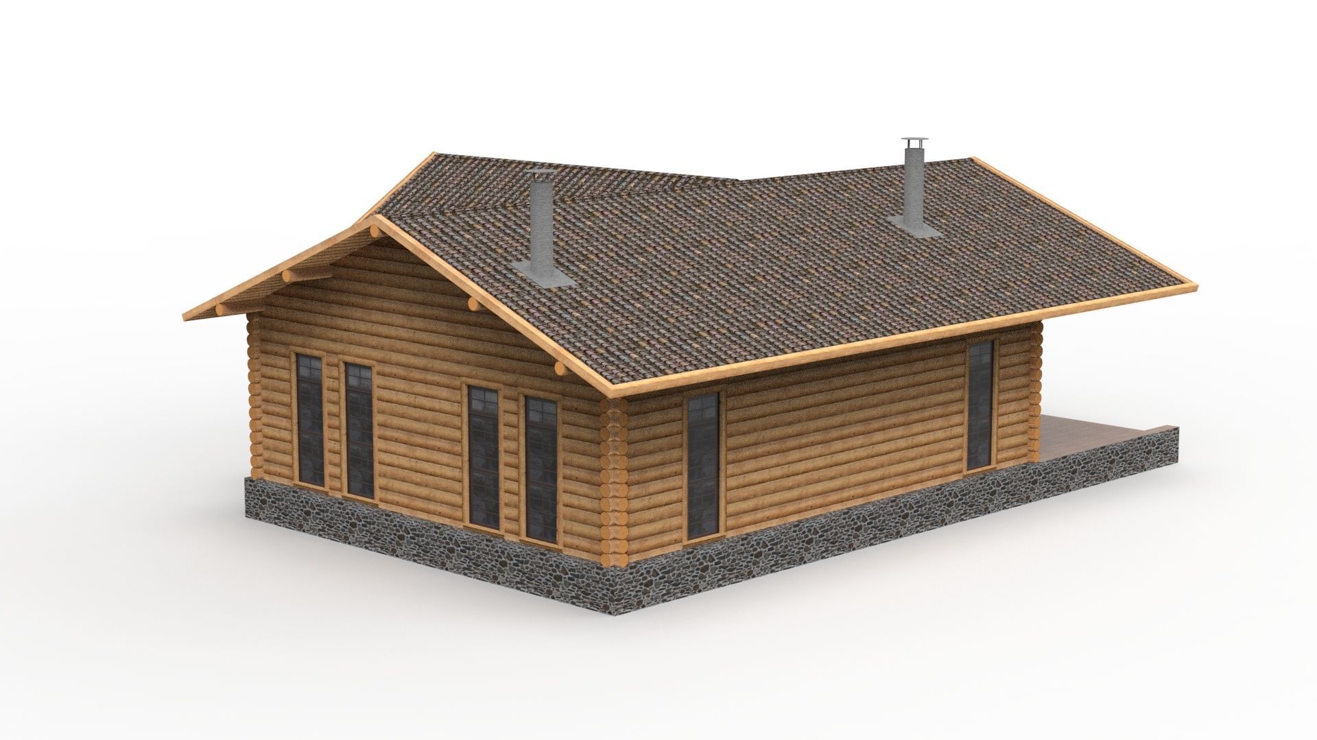 WOODEN HOUSES Low-poly 3D model_23