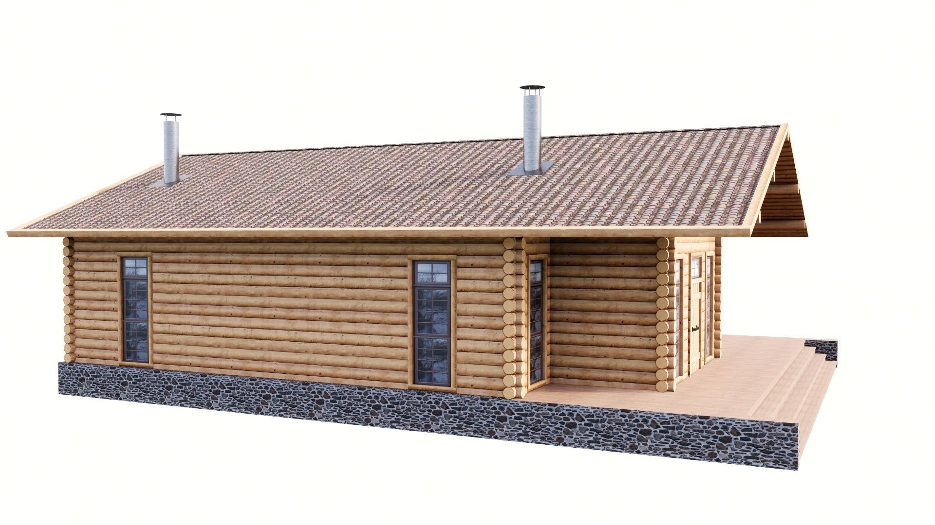 WOODEN HOUSES Low-poly 3D model_33