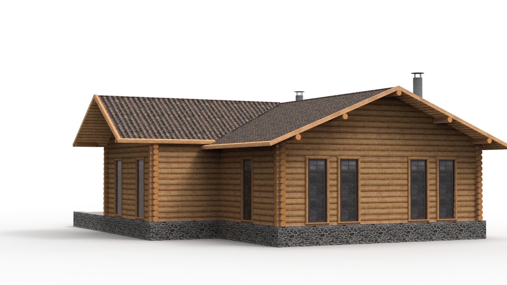WOODEN HOUSES Low-poly 3D model_2