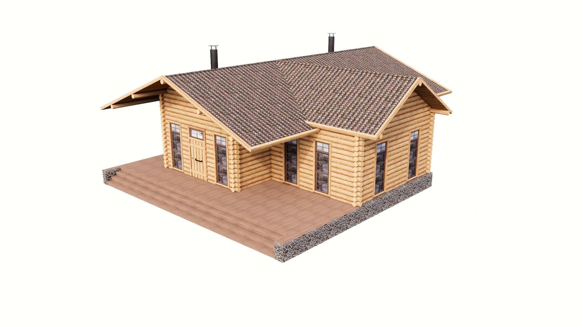 WOODEN HOUSES Low-poly 3D model_39