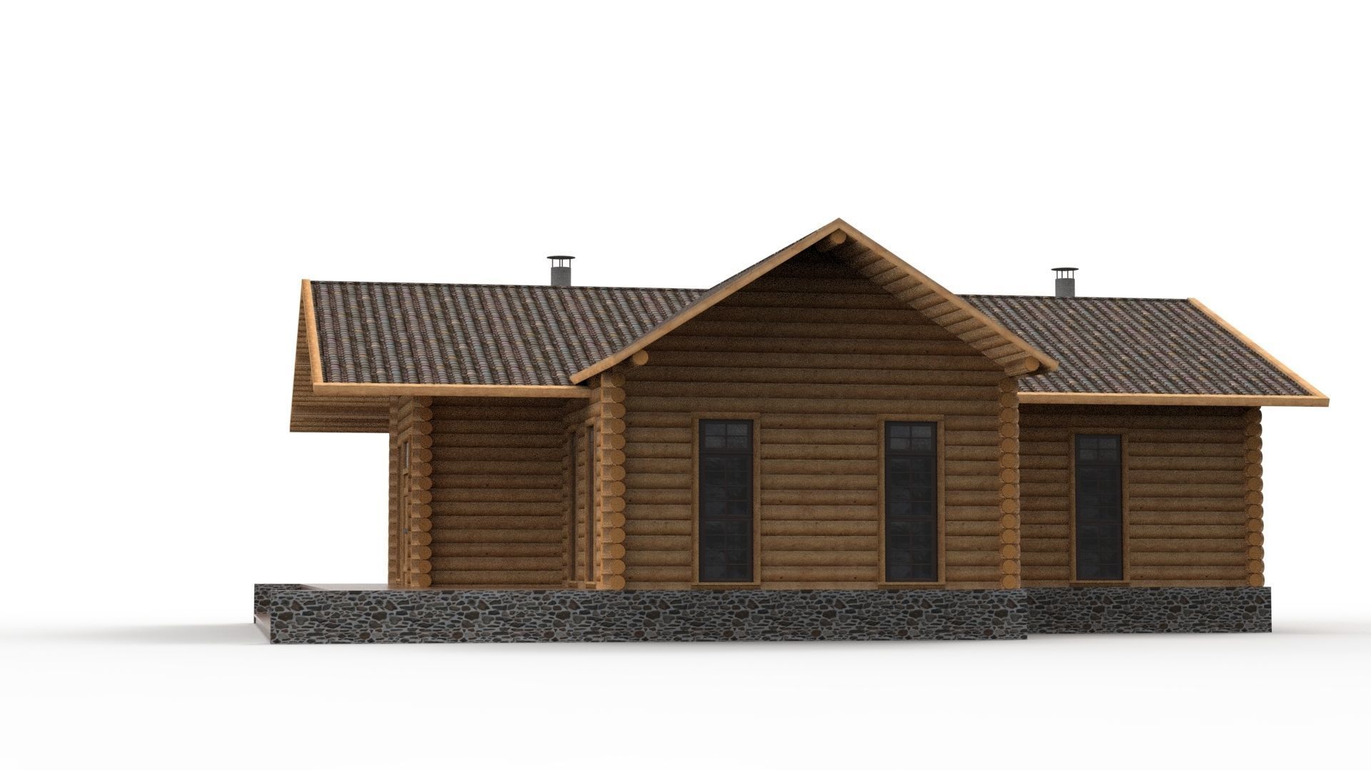 WOODEN HOUSES Low-poly 3D model_5