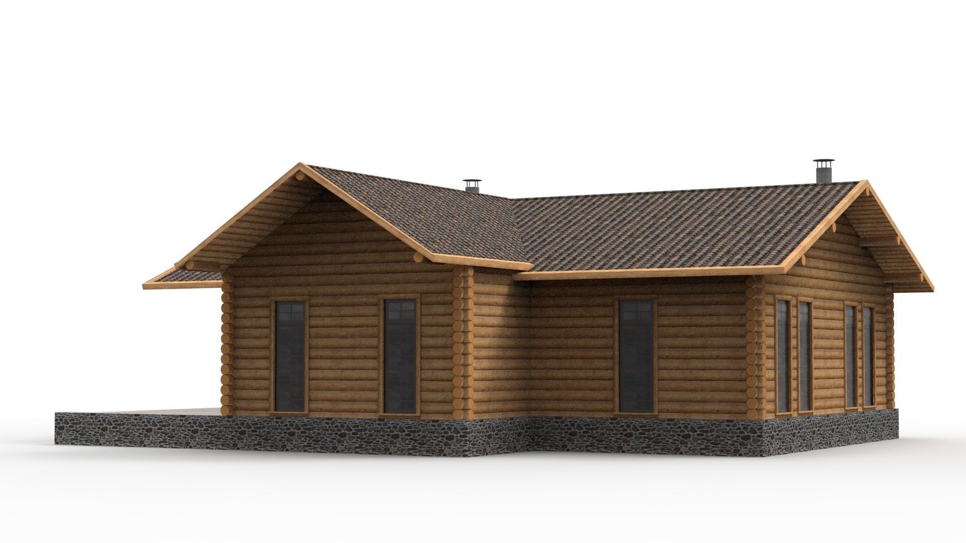 WOODEN HOUSES Low-poly 3D model_6
