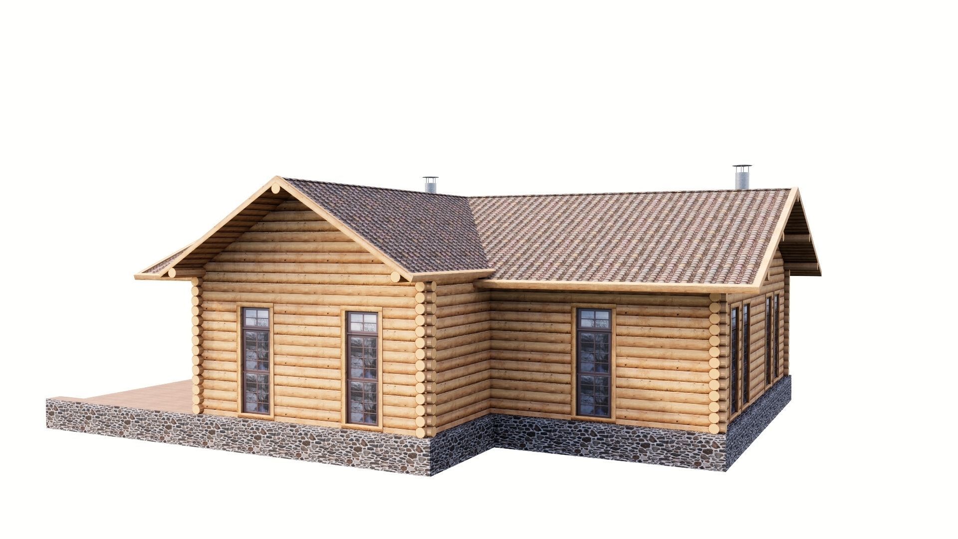 WOODEN HOUSES Low-poly 3D model_42