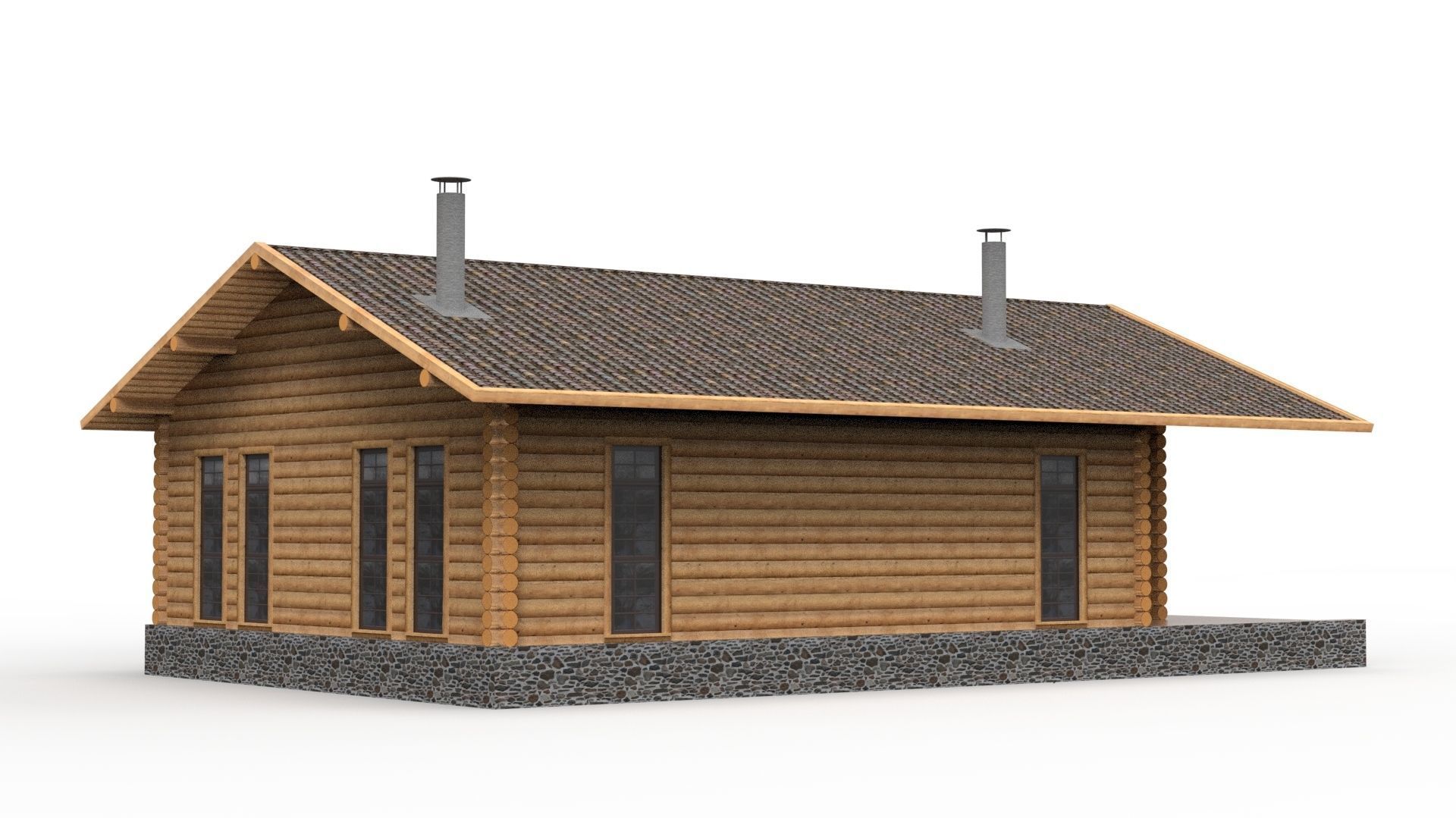 WOODEN HOUSES Low-poly 3D model_8