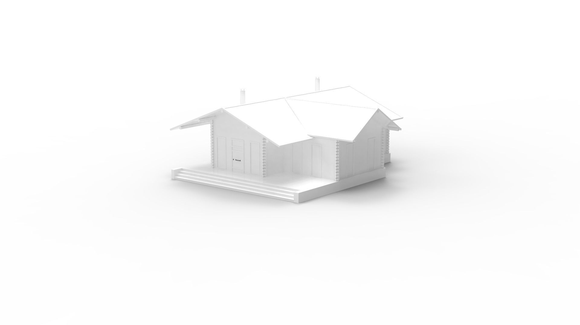 WOODEN HOUSES Low-poly 3D model_27
