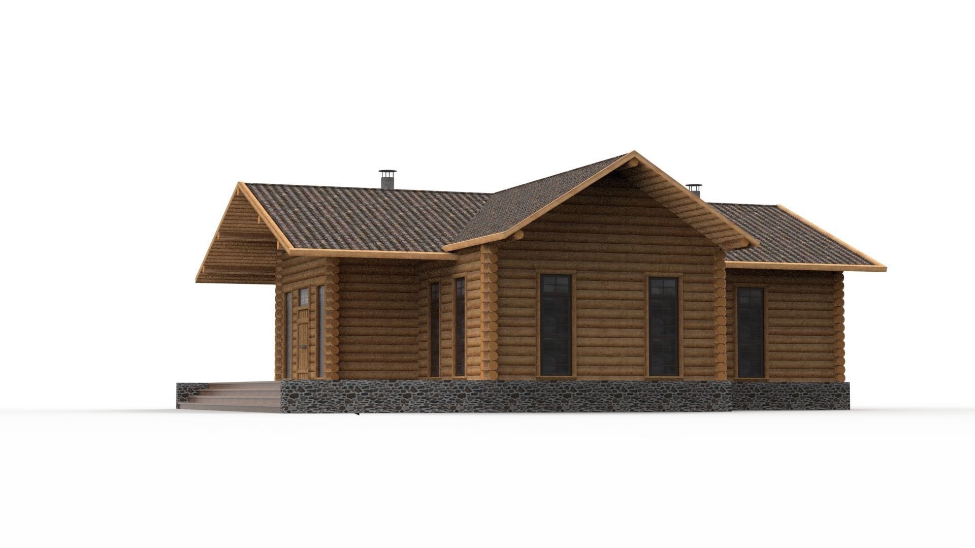 WOODEN HOUSES Low-poly 3D model_14