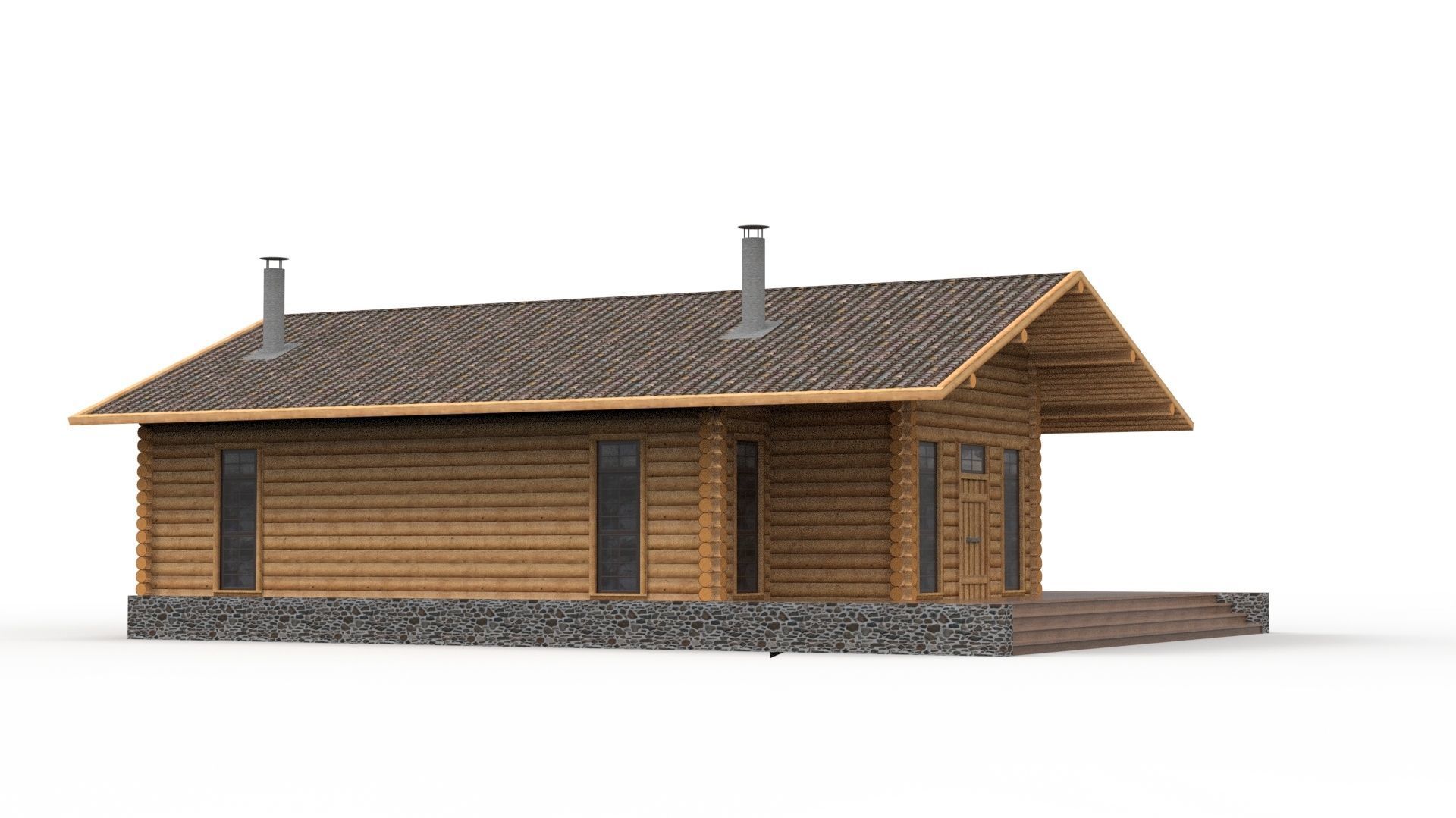 WOODEN HOUSES Low-poly 3D model_10