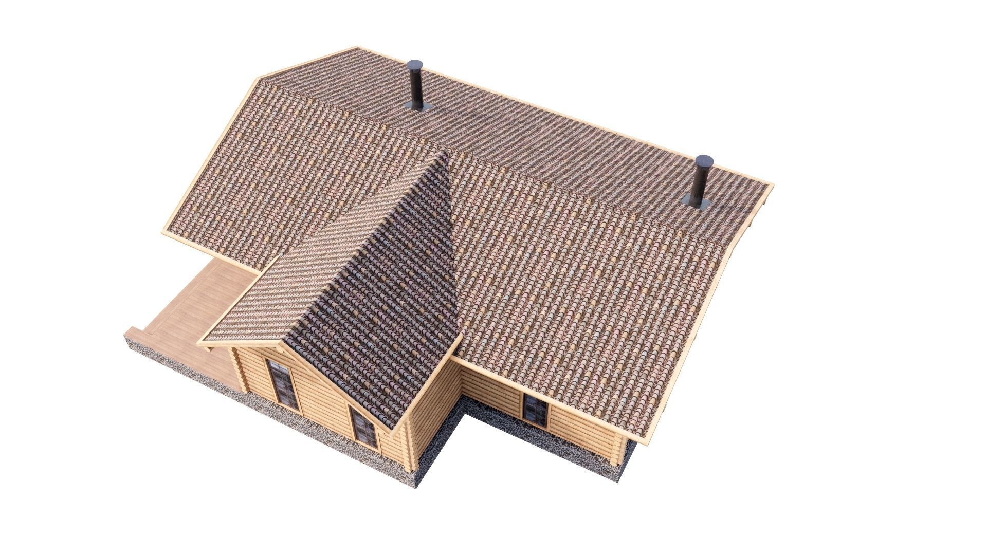 WOODEN HOUSES Low-poly 3D model_41