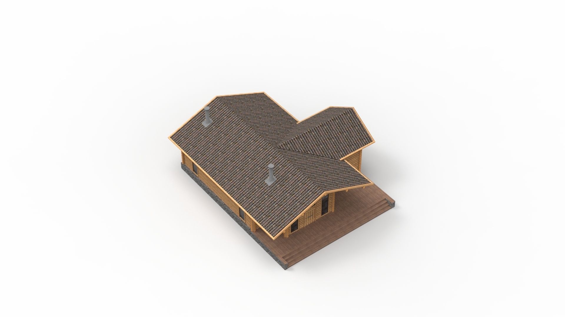 WOODEN HOUSES Low-poly 3D model_18
