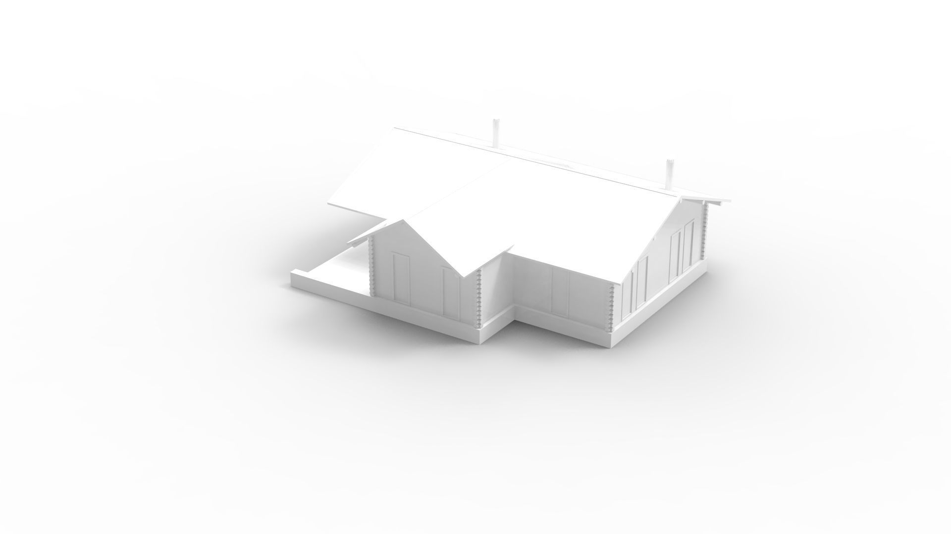 WOODEN HOUSES Low-poly 3D model_29