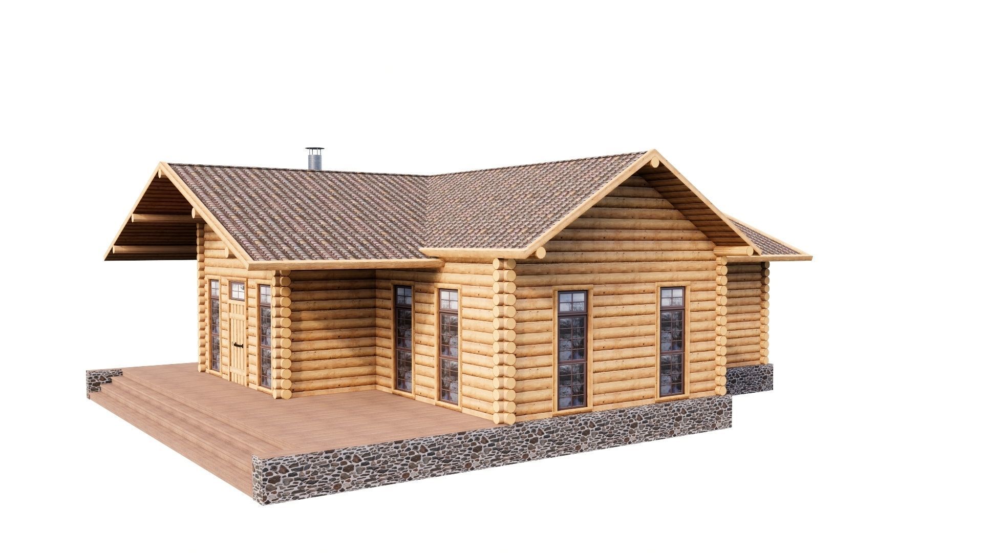 WOODEN HOUSES Low-poly 3D model_43
