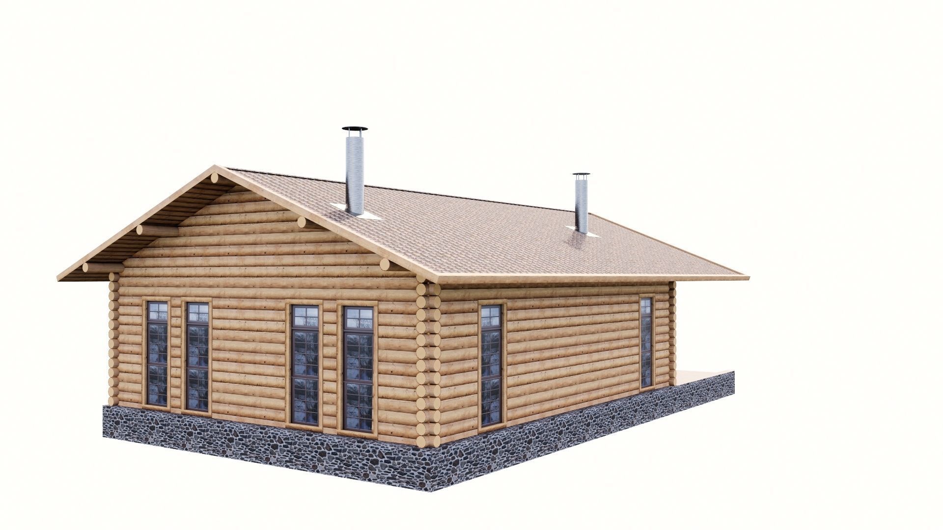 WOODEN HOUSES Low-poly 3D model_36