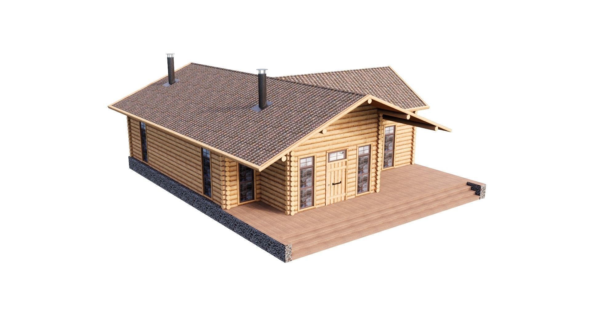 WOODEN HOUSES Low-poly 3D model_32