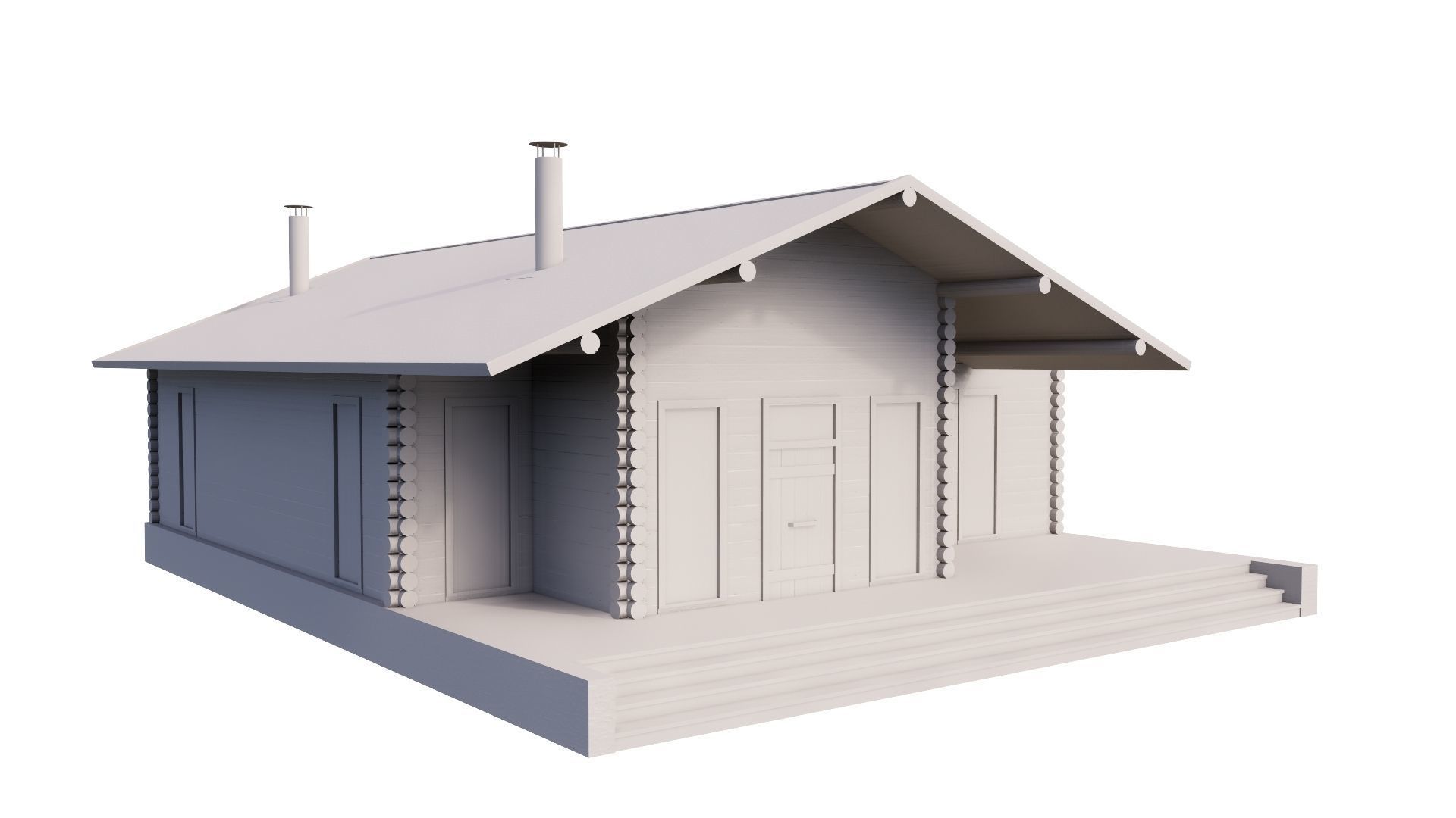 WOODEN HOUSES Low-poly 3D model_60