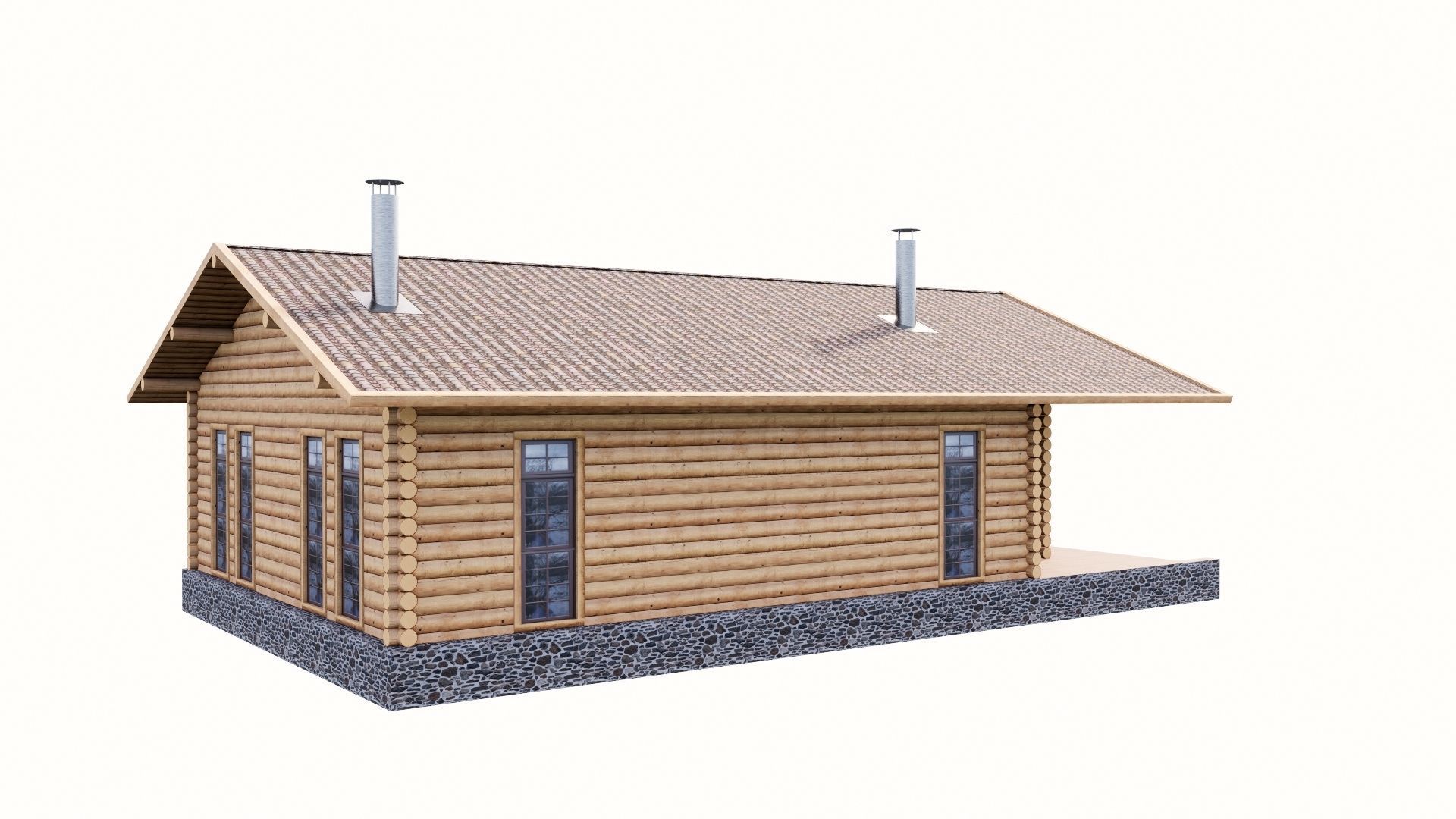 WOODEN HOUSES Low-poly 3D model_35