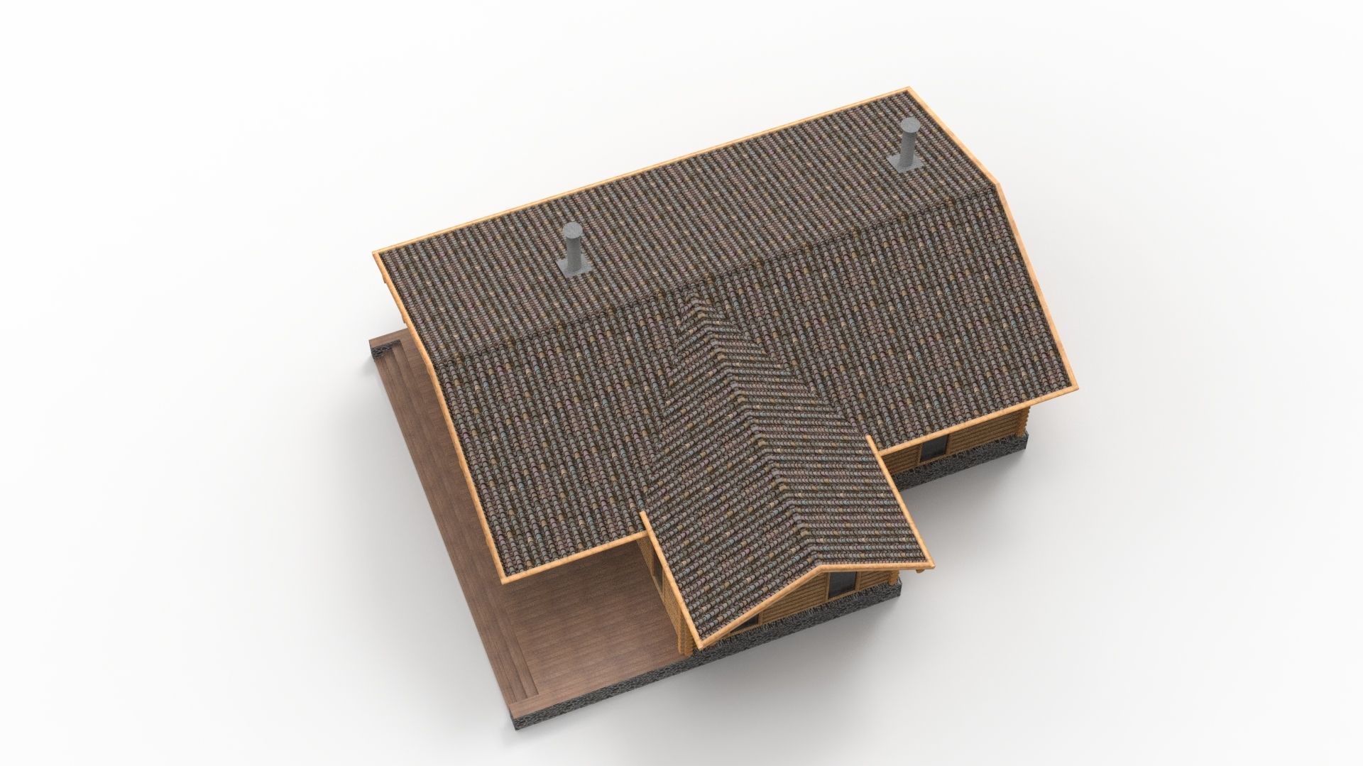 WOODEN HOUSES Low-poly 3D model_17