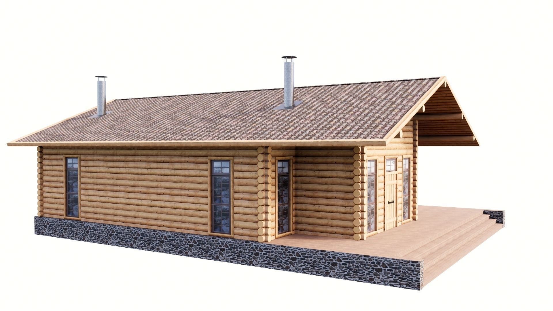 WOODEN HOUSES Low-poly 3D model_46