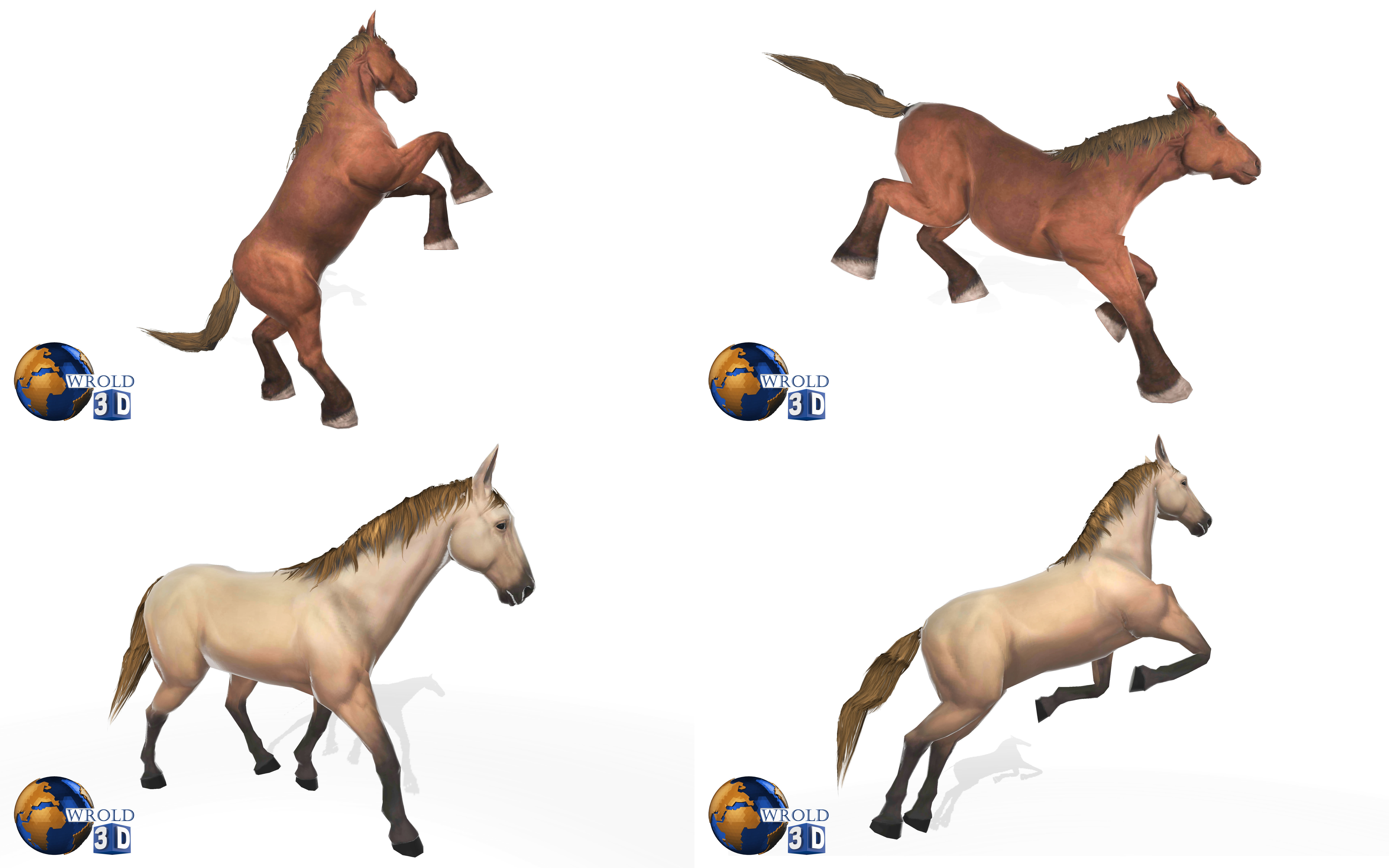 Lowpoly Horse Mega Pack Rigged Animated 3D Model 3D Model Collection_3