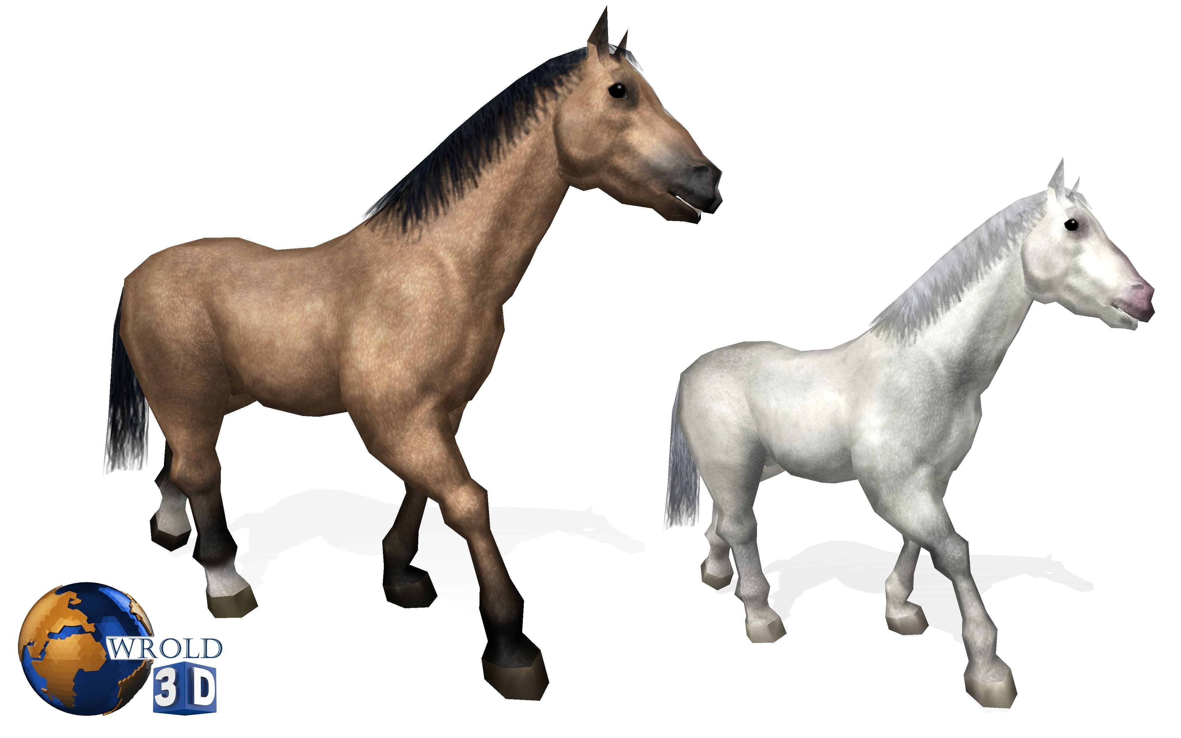 Lowpoly Horse Mega Pack Rigged Animated 3D Model 3D Model Collection_12