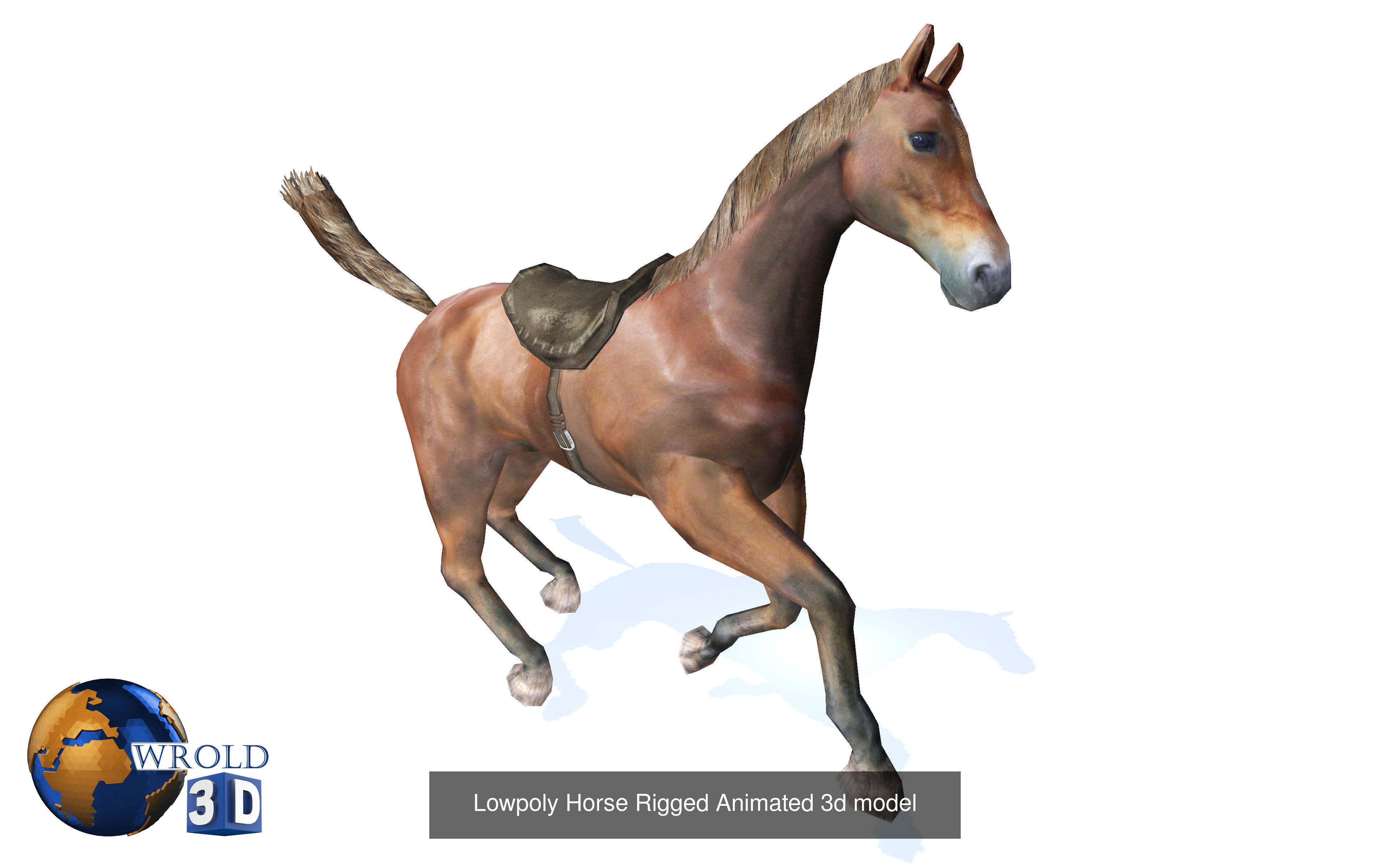 Lowpoly Horse Mega Pack Rigged Animated 3D Model 3D Model Collection_7