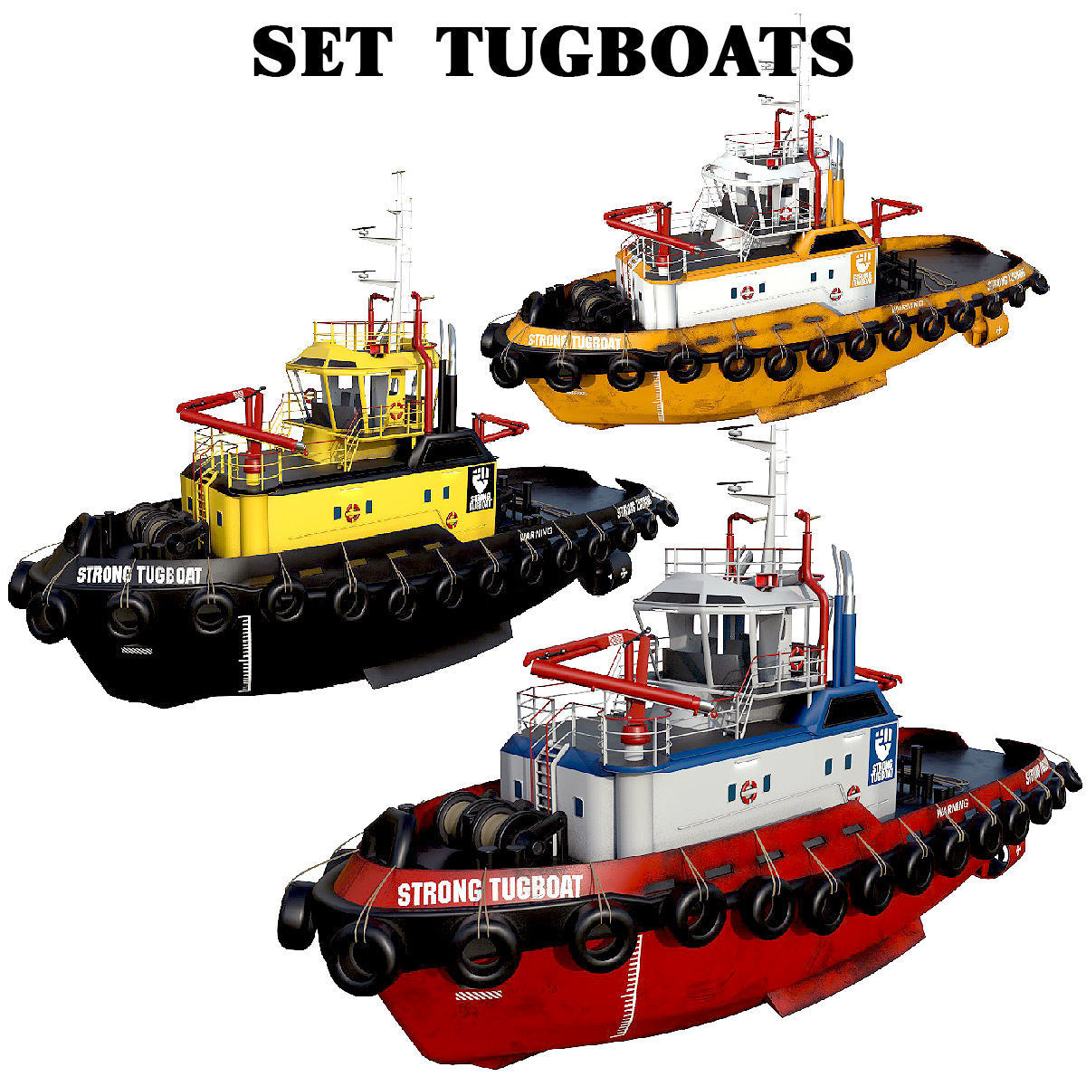 Panamax  tanker and tugboat Low-poly 3D model_4