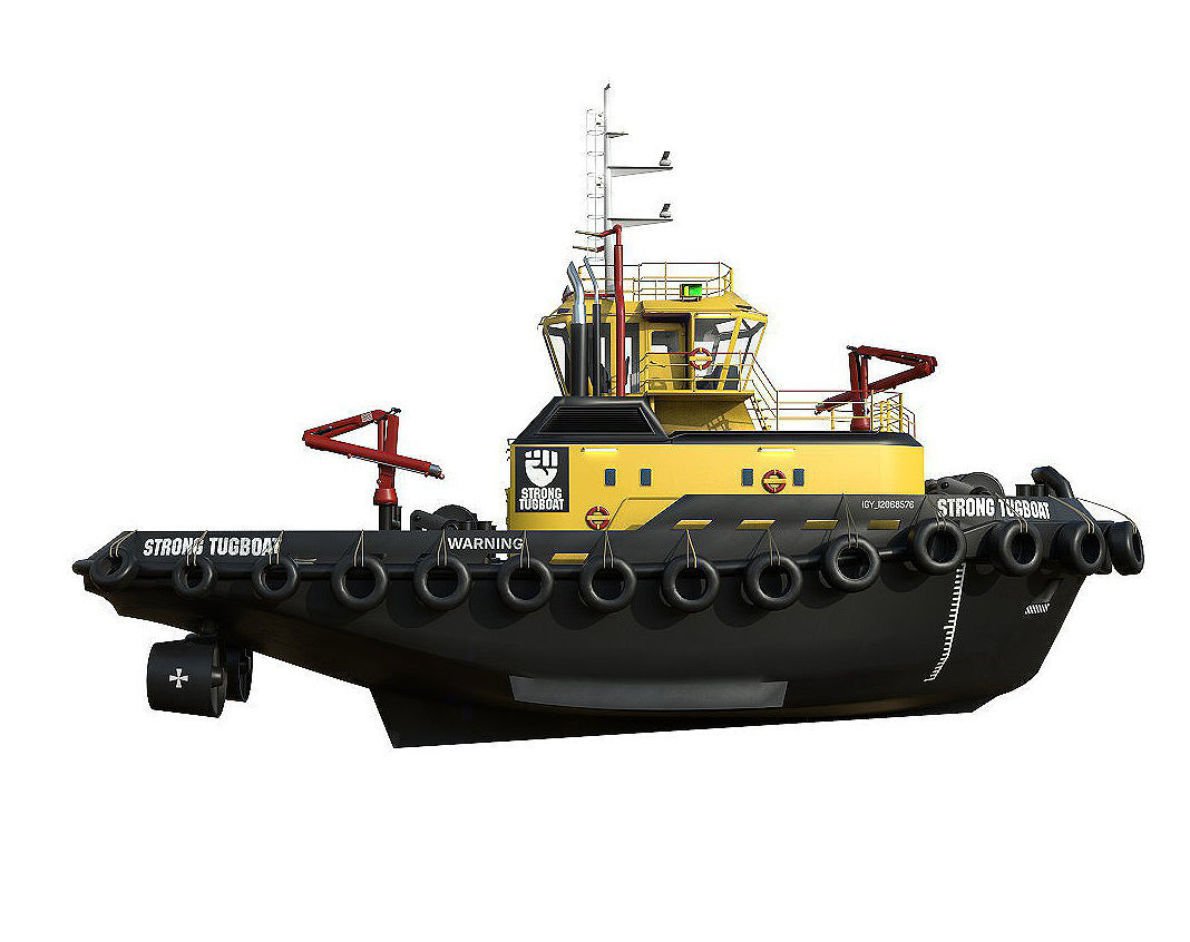 Panamax  tanker and tugboat Low-poly 3D model_6