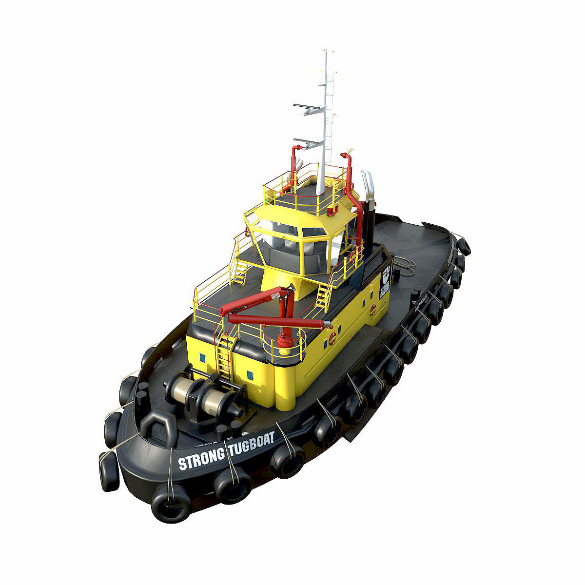 Panamax  tanker and tugboat Low-poly 3D model_5