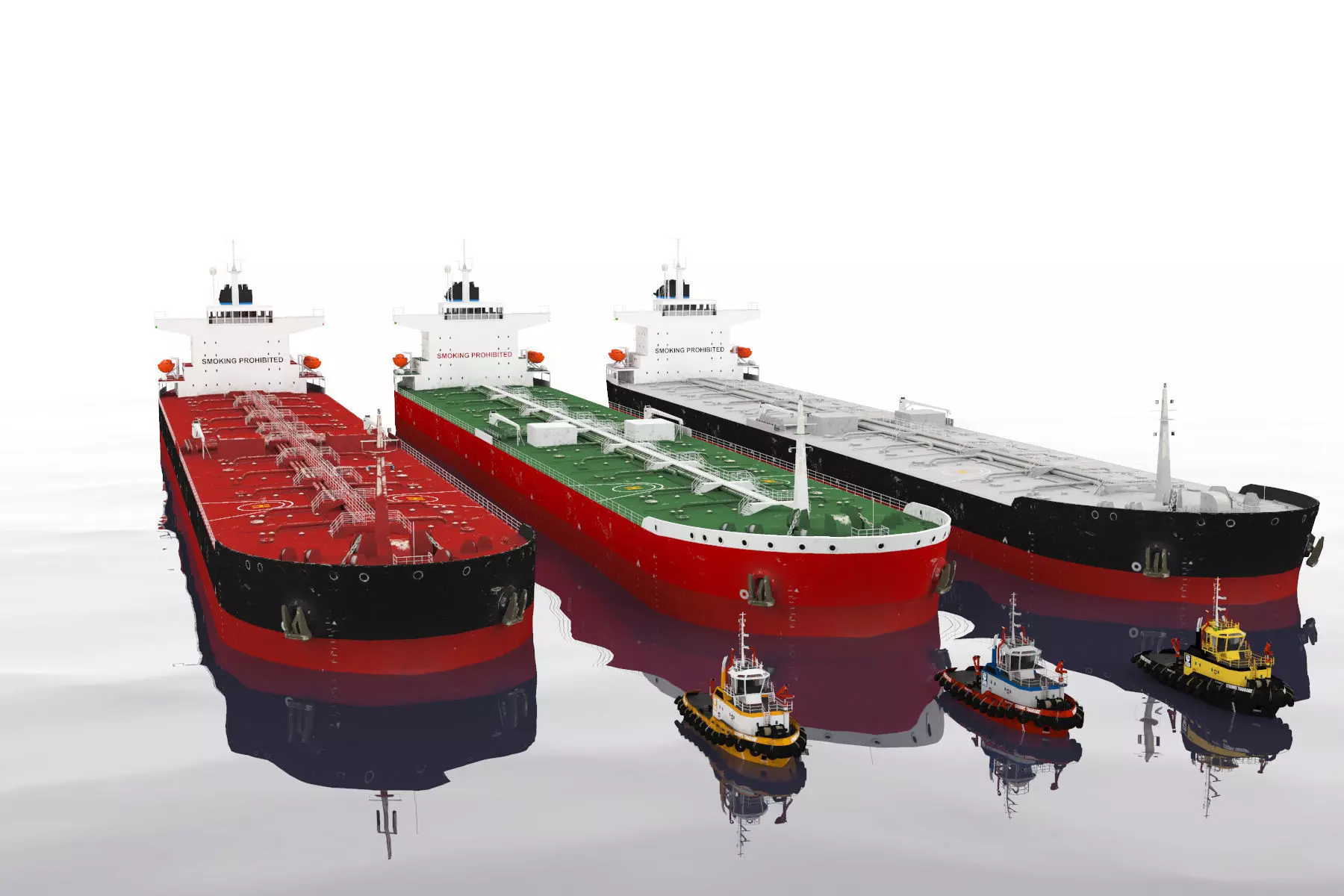 Panamax  tanker and tugboat Low-poly 3D model_0