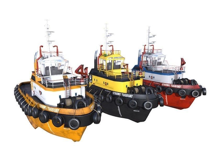 Panamax  tanker and tugboat Low-poly 3D model_12