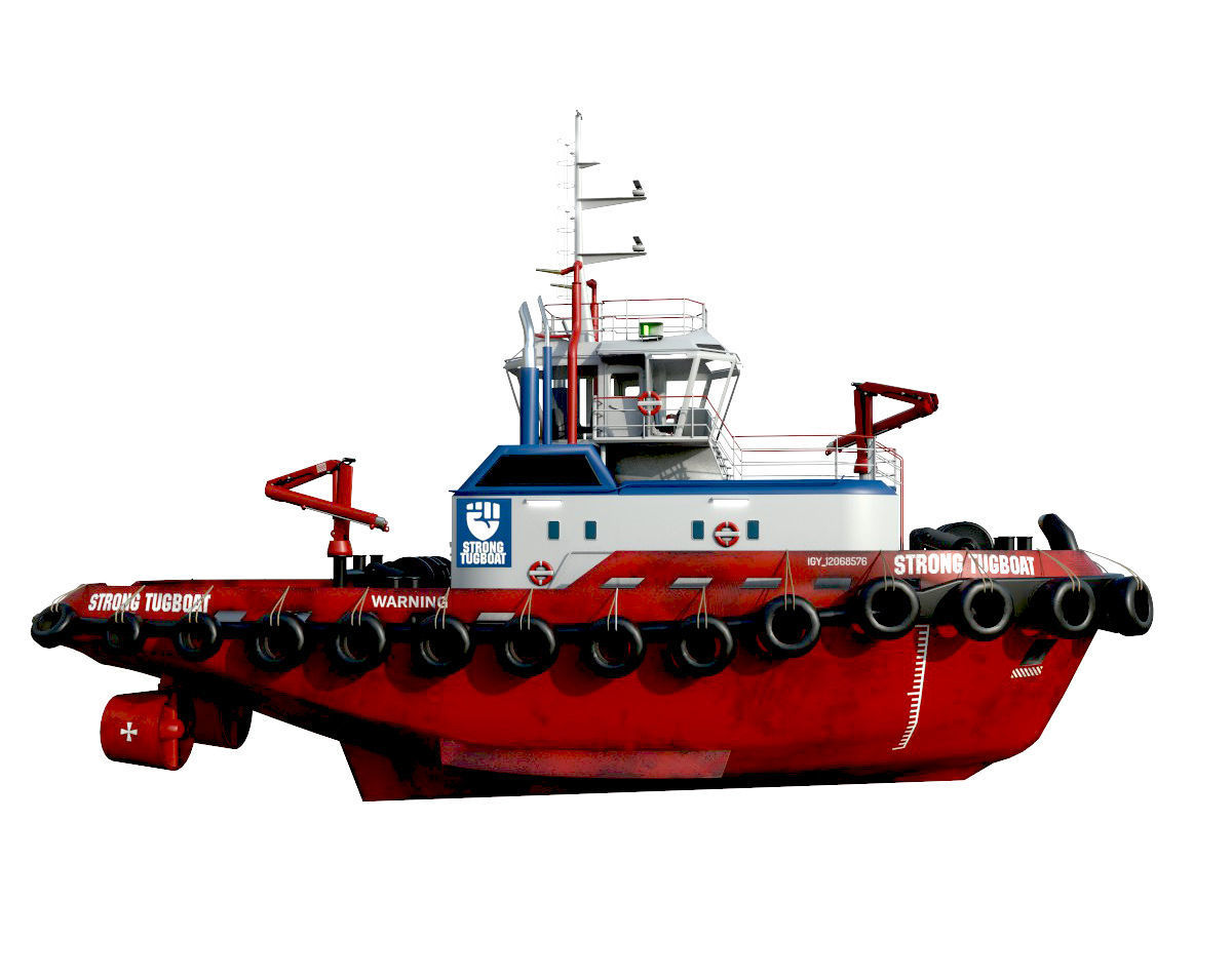 Panamax  tanker and tugboat Low-poly 3D model_8
